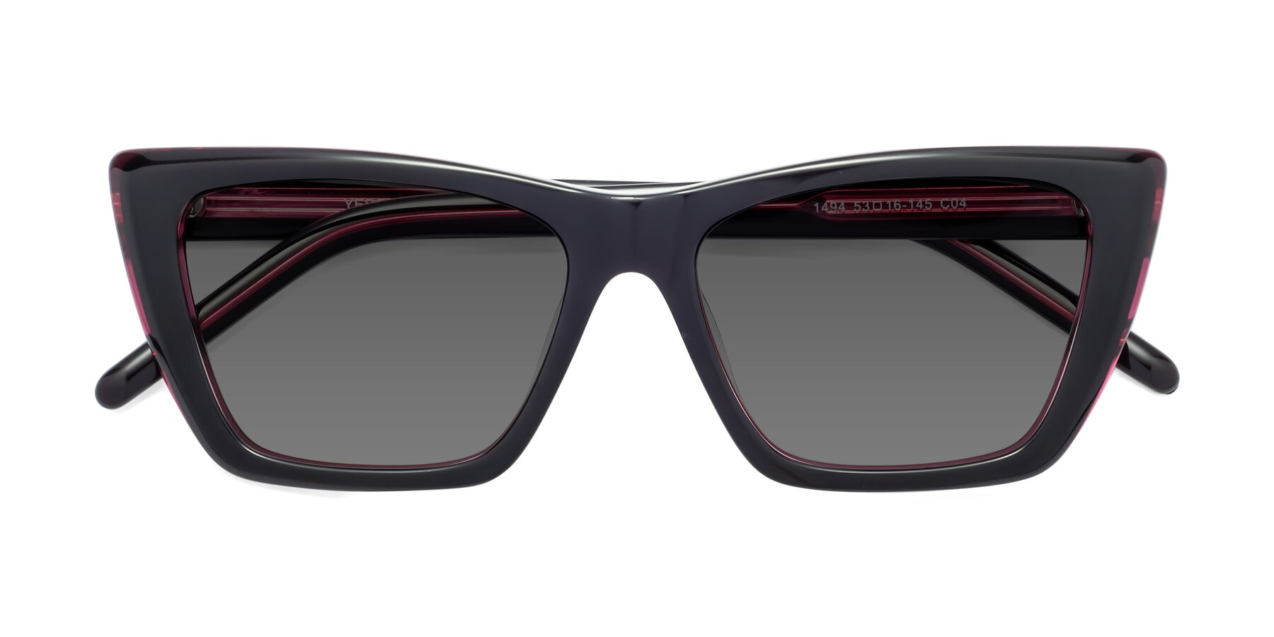 Folded Front of 1494 in Black-Wine with Medium Gray Tinted Lenses