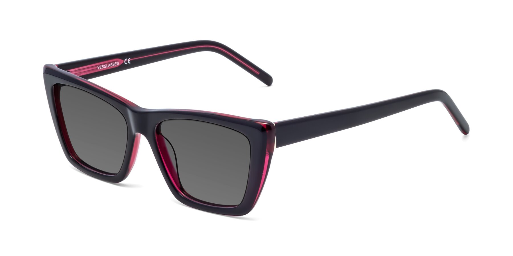 Angle of 1494 in Black-Wine with Medium Gray Tinted Lenses