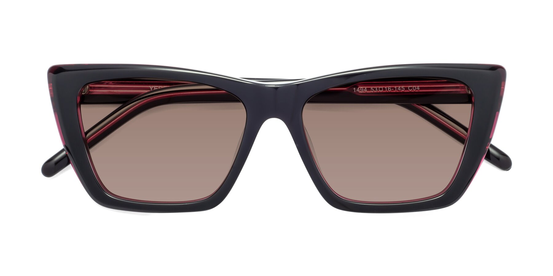 Folded Front of 1494 in Black-Wine with Medium Brown Tinted Lenses