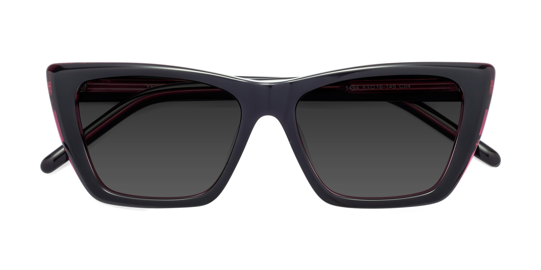 Folded Front of 1494 in Black-Wine with Gray Tinted Lenses