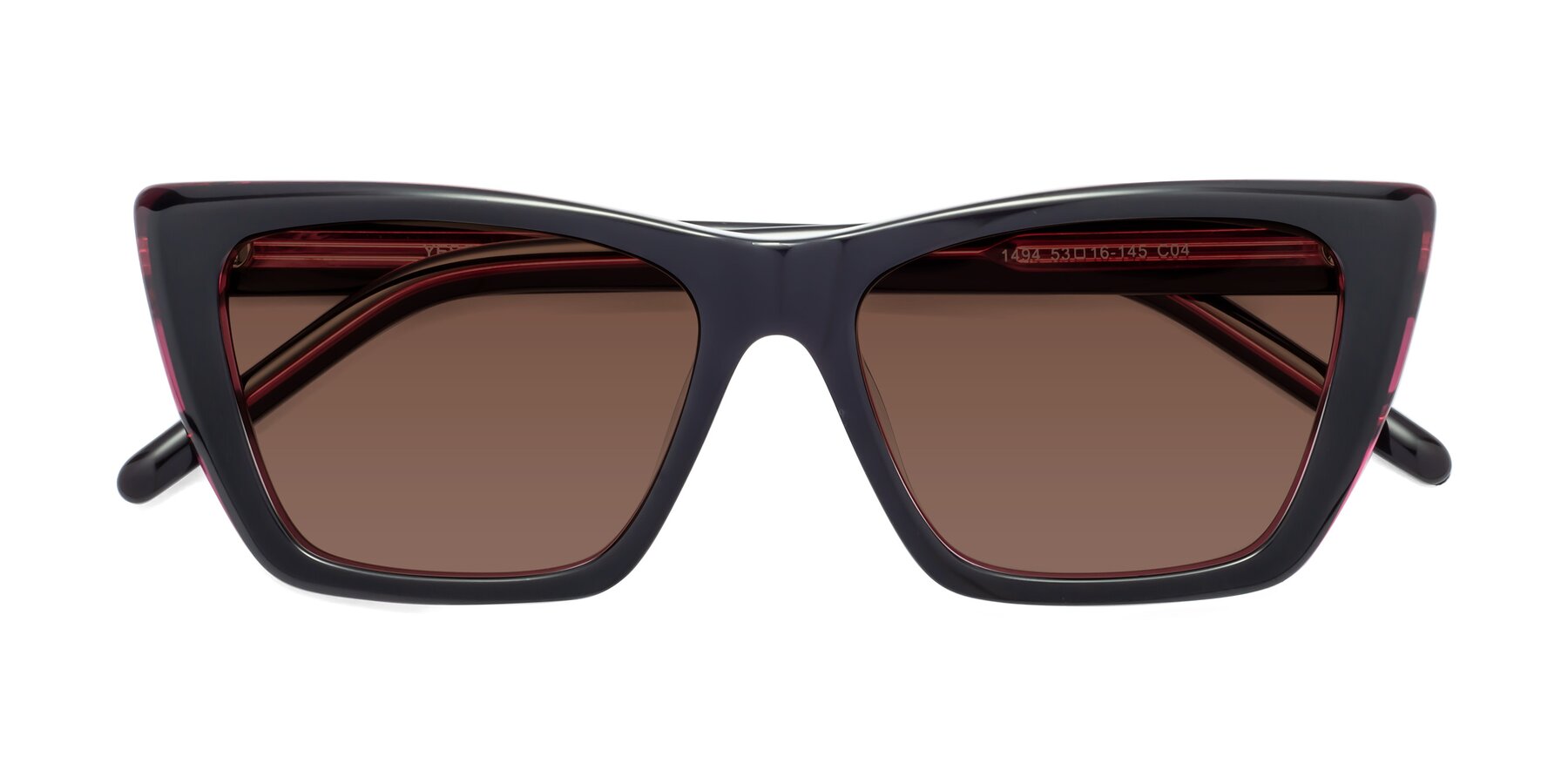 Folded Front of 1494 in Black-Wine with Brown Tinted Lenses