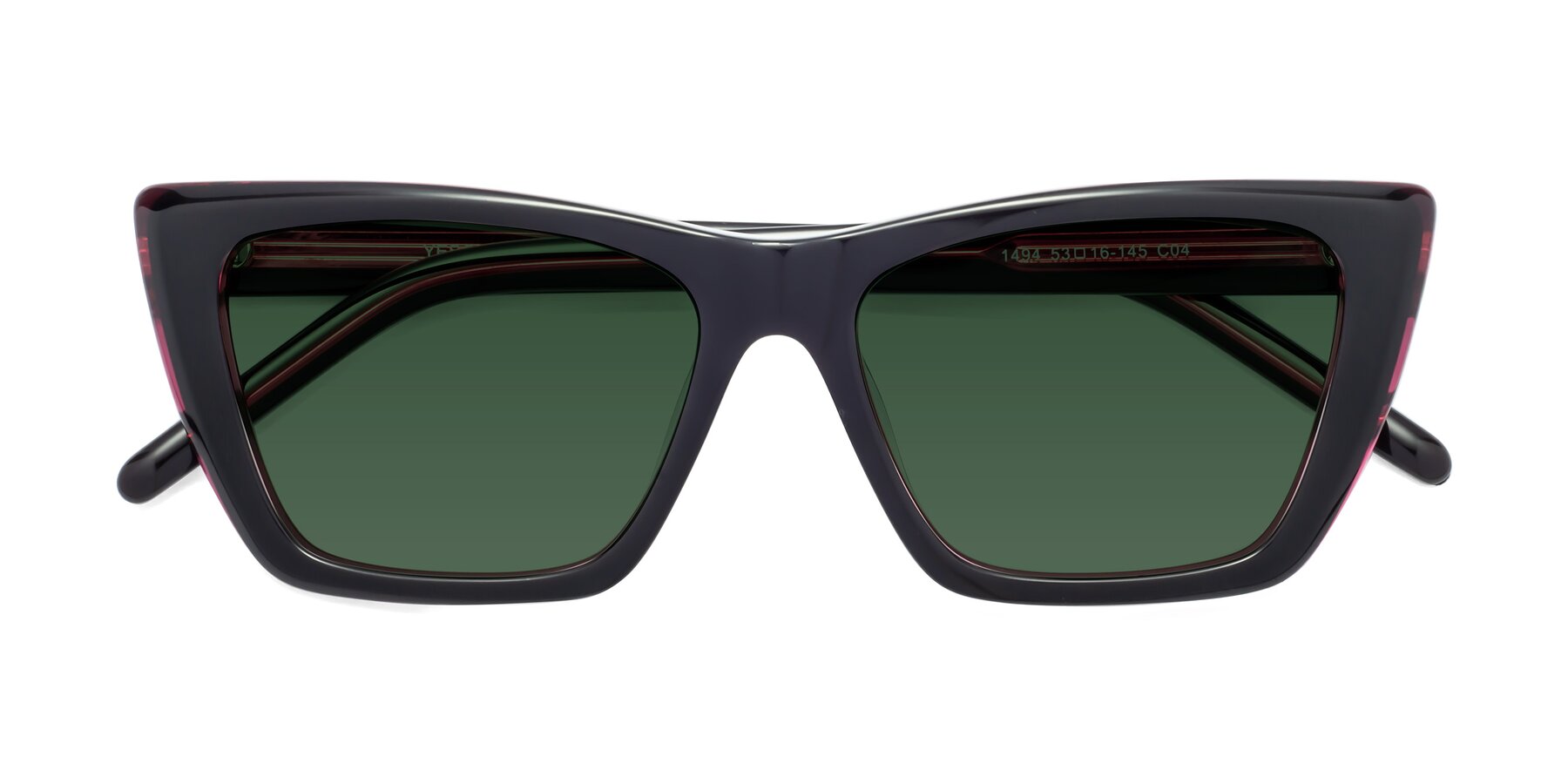 Folded Front of 1494 in Black-Wine with Green Tinted Lenses