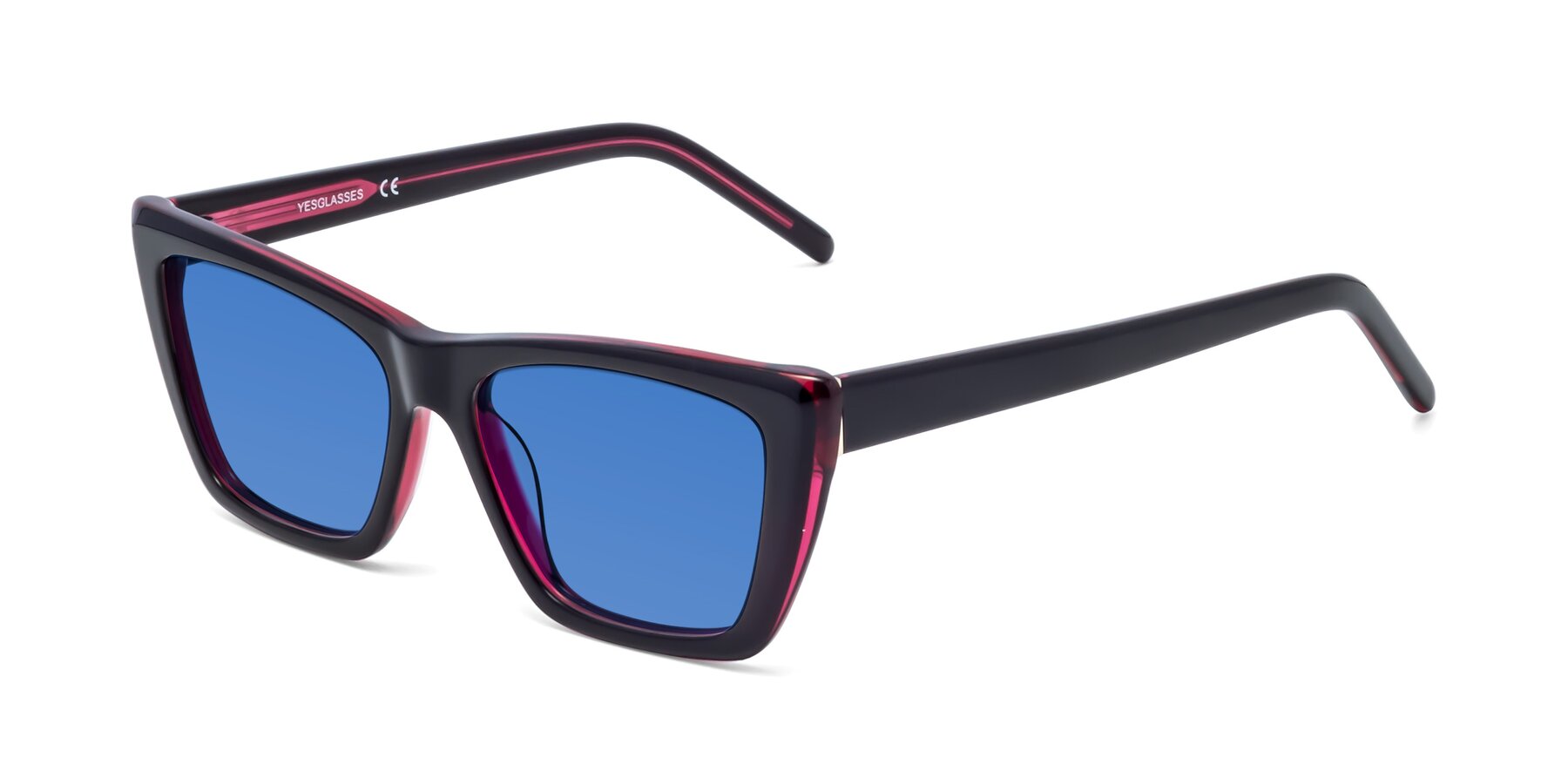 Angle of 1494 in Black-Wine with Blue Tinted Lenses
