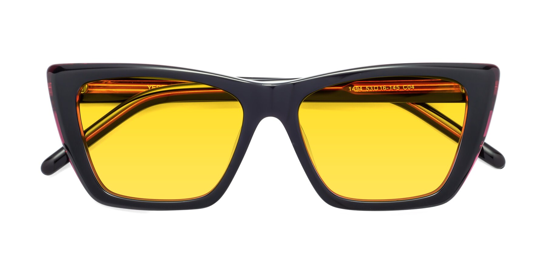 Folded Front of 1494 in Black-Wine with Yellow Tinted Lenses