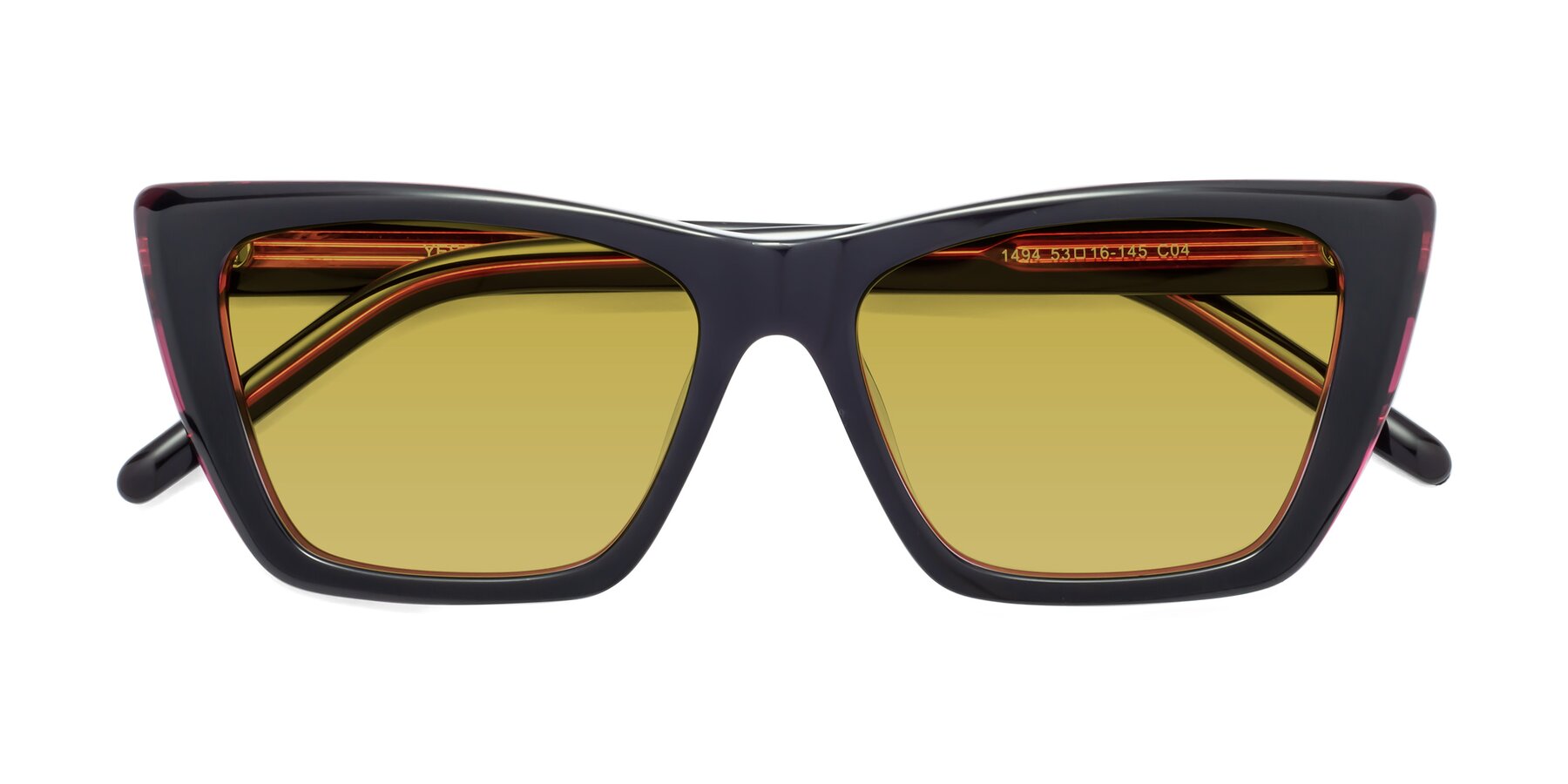 Folded Front of 1494 in Black-Wine with Champagne Tinted Lenses