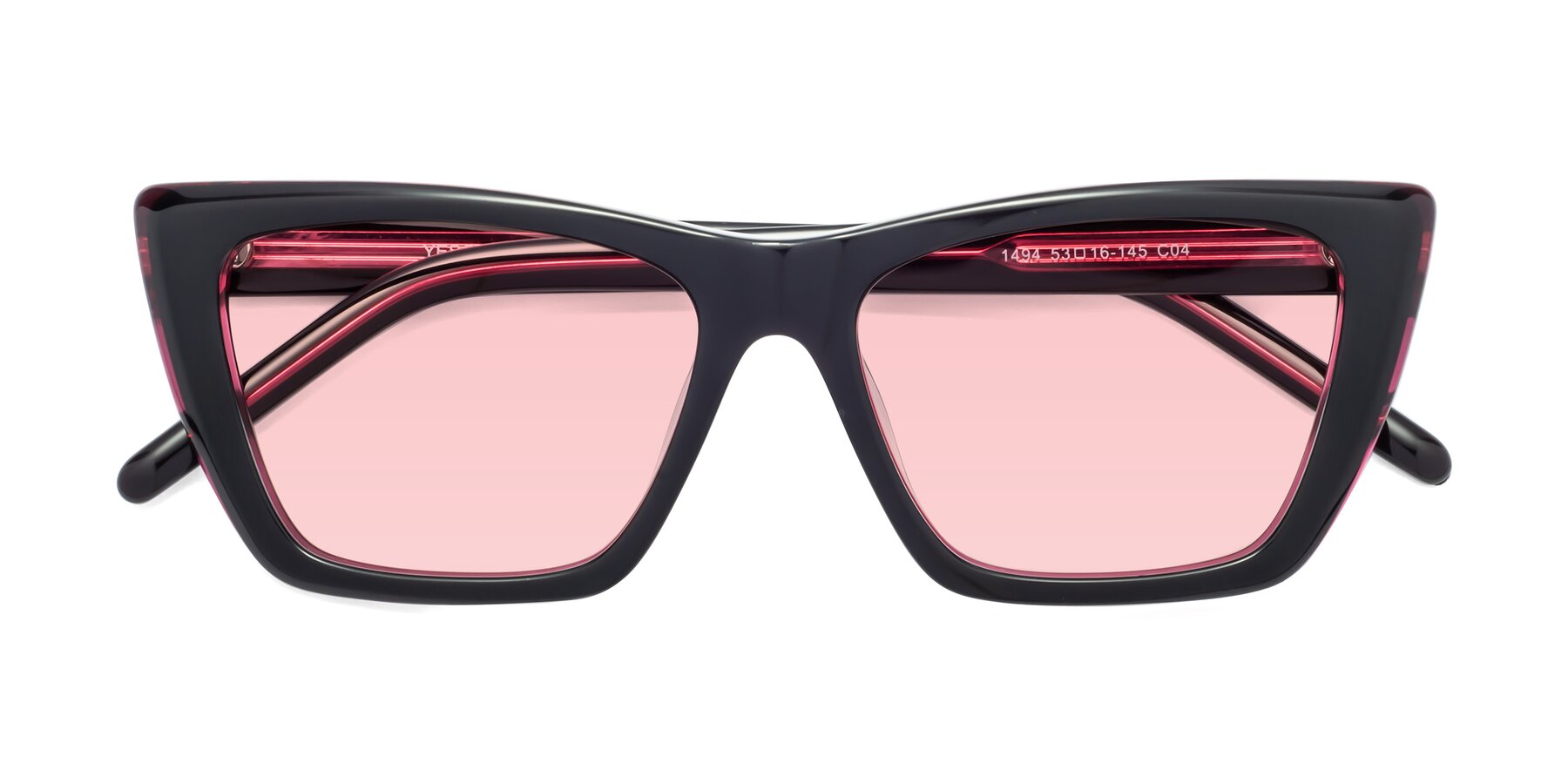 Folded Front of 1494 in Black-Wine with Light Garnet Tinted Lenses