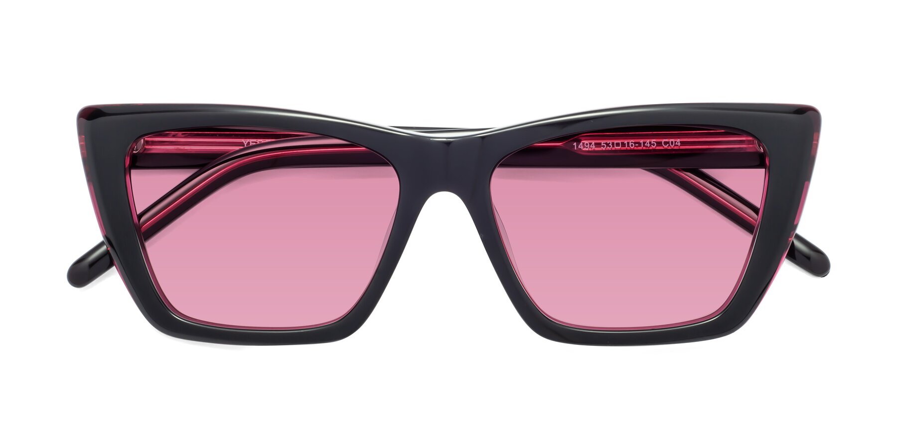 Folded Front of 1494 in Black-Wine with Medium Wine Tinted Lenses