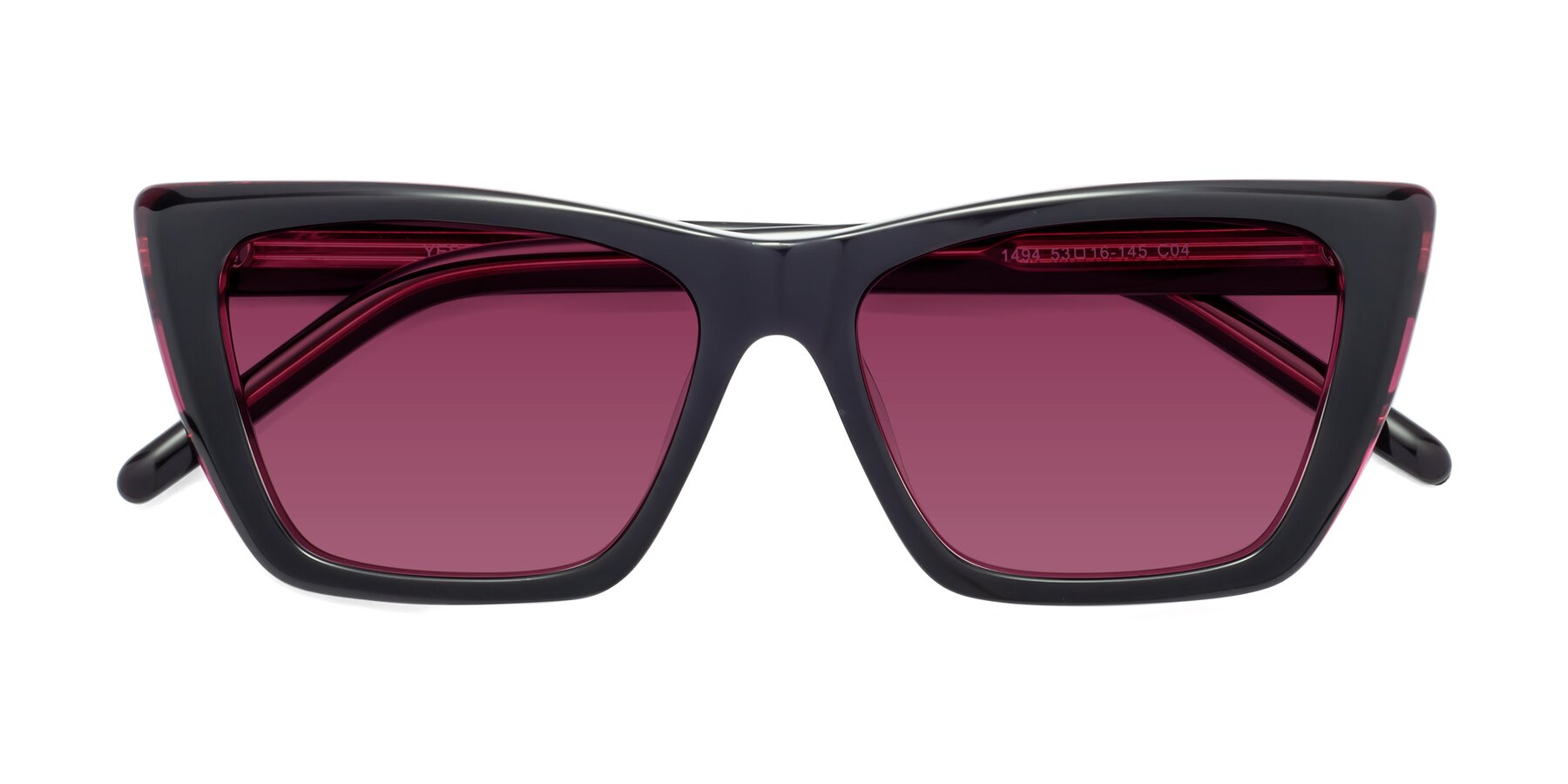 Folded Front of 1494 in Black-Wine with Wine Tinted Lenses