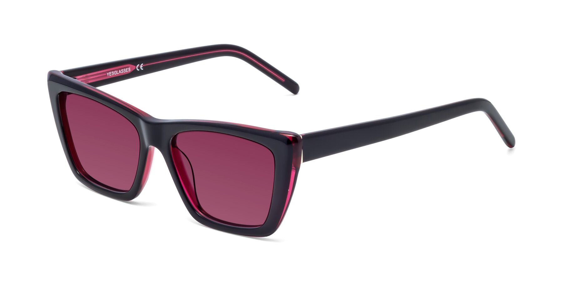 Angle of 1494 in Black-Wine with Wine Tinted Lenses