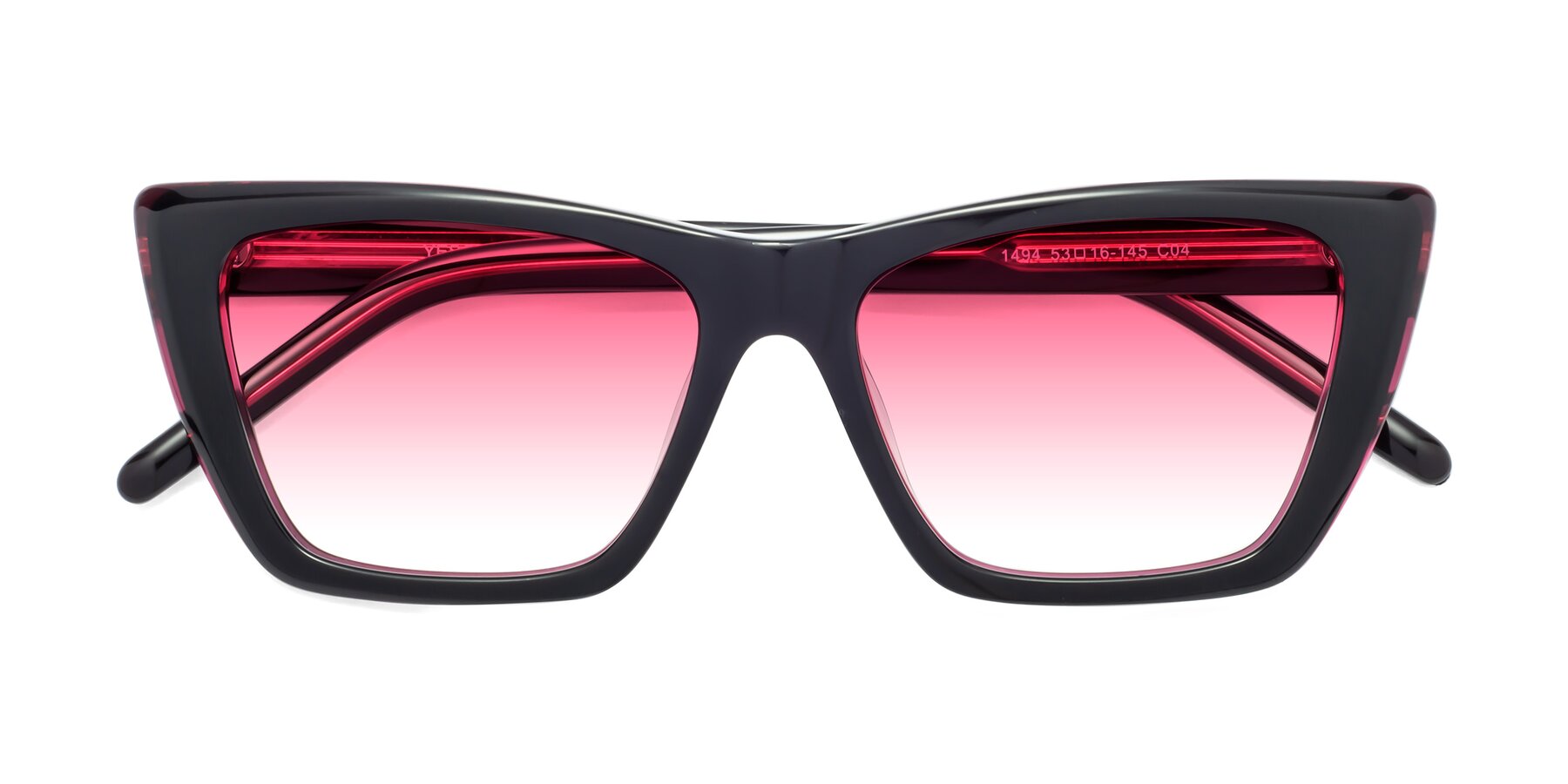 Folded Front of 1494 in Black-Wine with Pink Gradient Lenses
