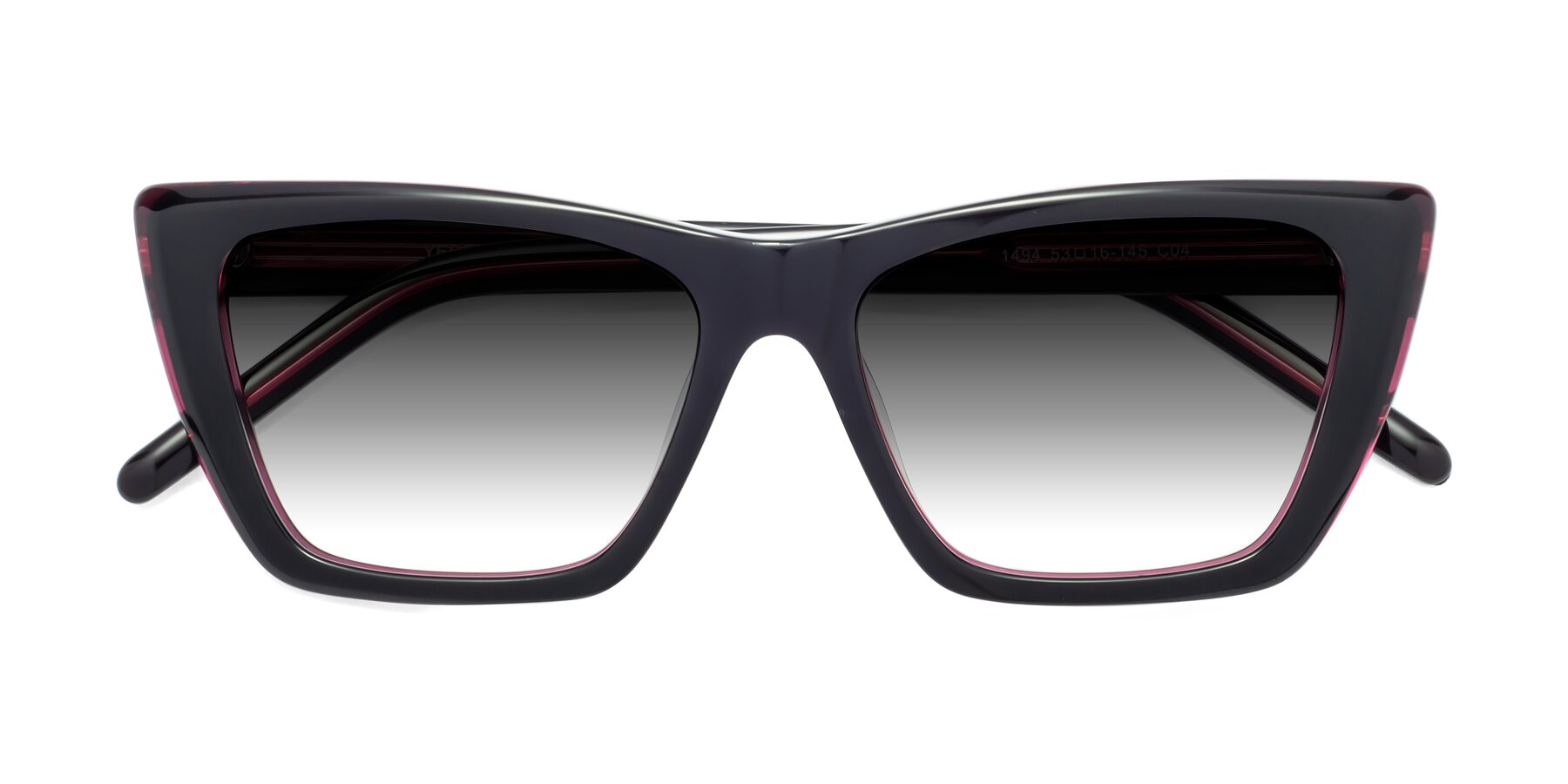 Folded Front of 1494 in Black-Wine with Gray Gradient Lenses