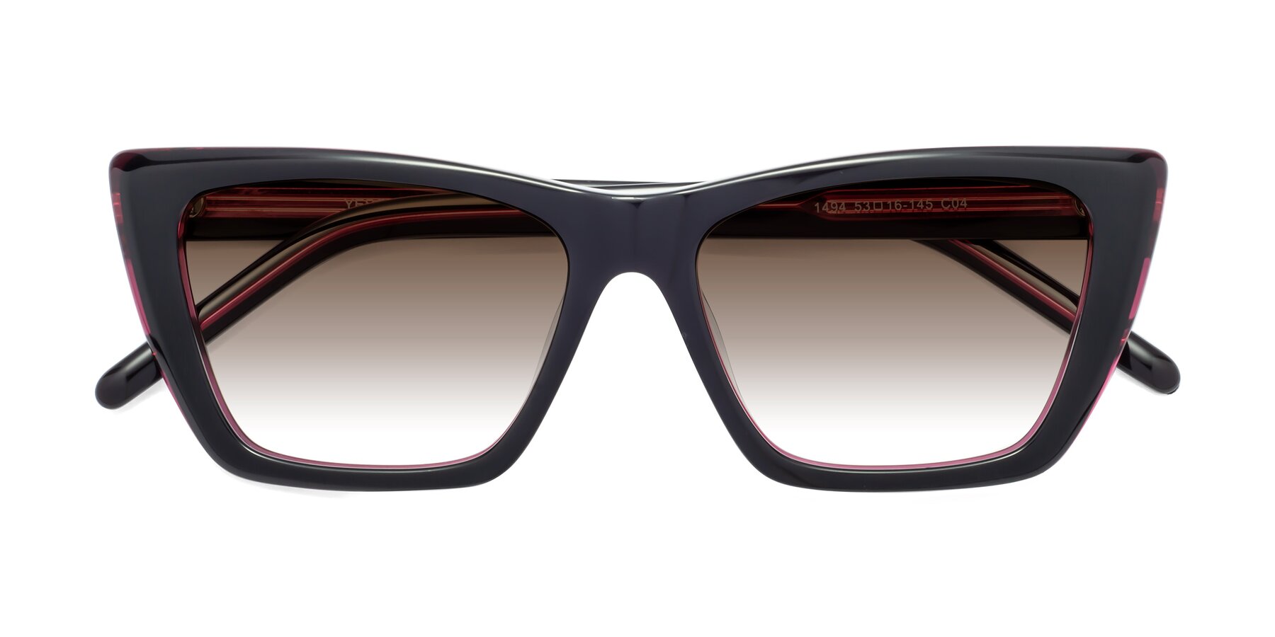 Folded Front of 1494 in Black-Wine with Brown Gradient Lenses