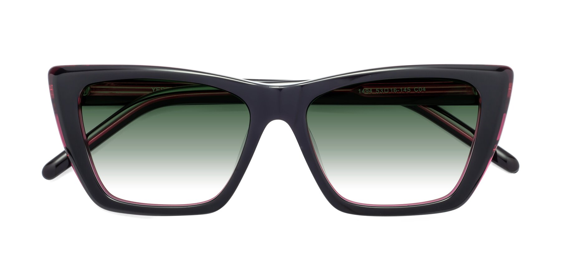 Folded Front of 1494 in Black-Wine with Green Gradient Lenses