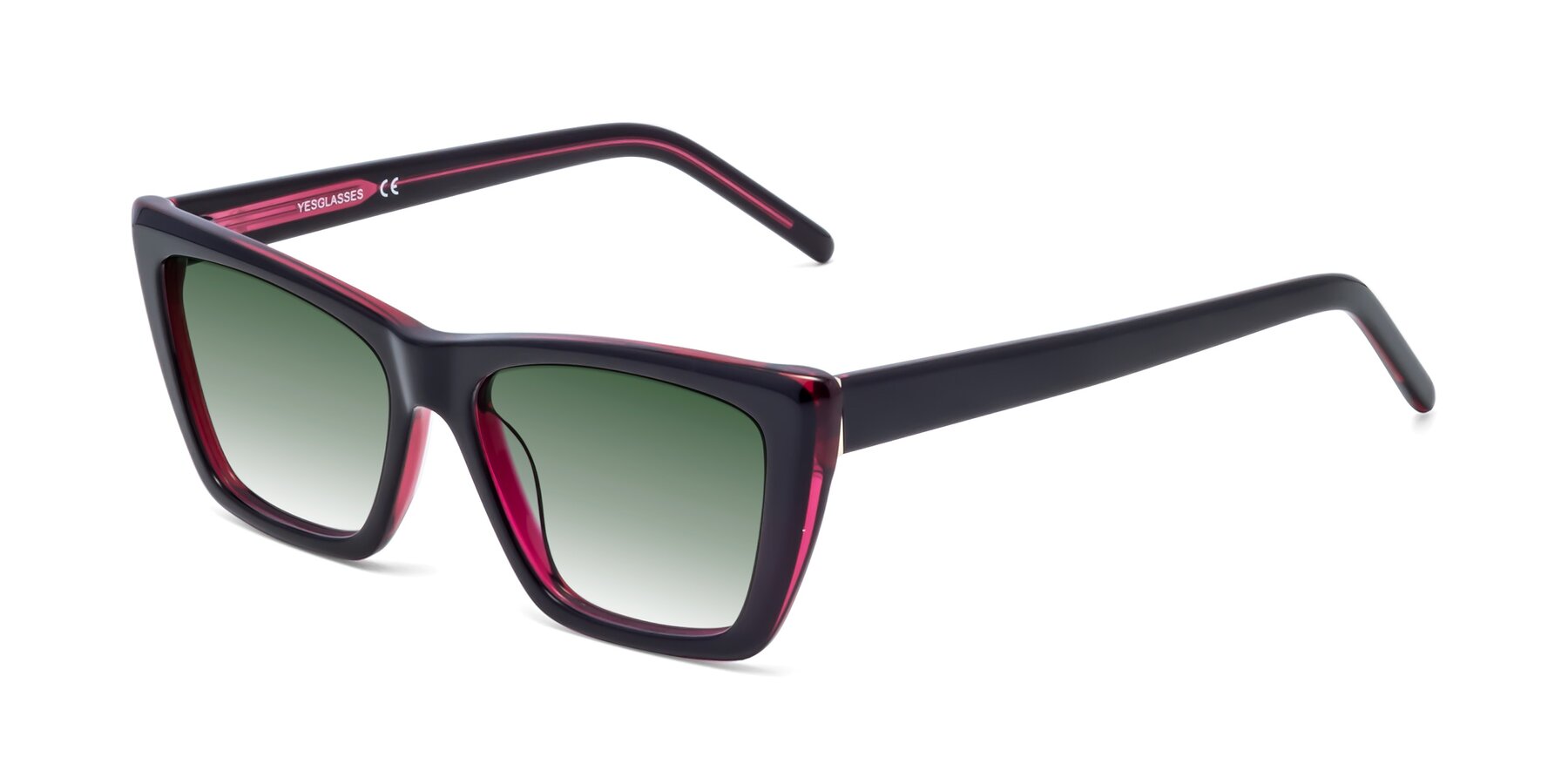 Angle of 1494 in Black-Wine with Green Gradient Lenses