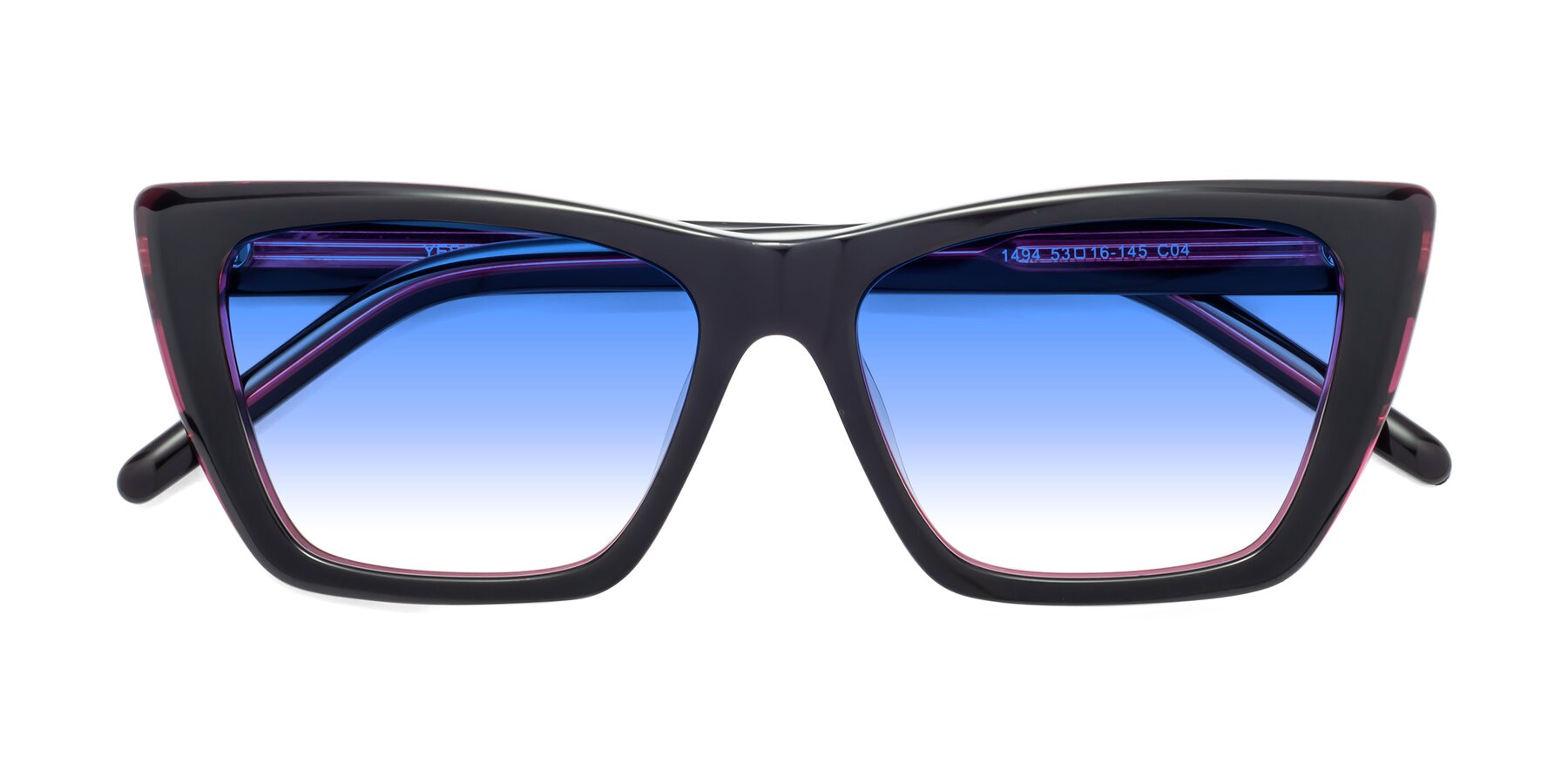 Folded Front of 1494 in Black-Wine with Blue Gradient Lenses