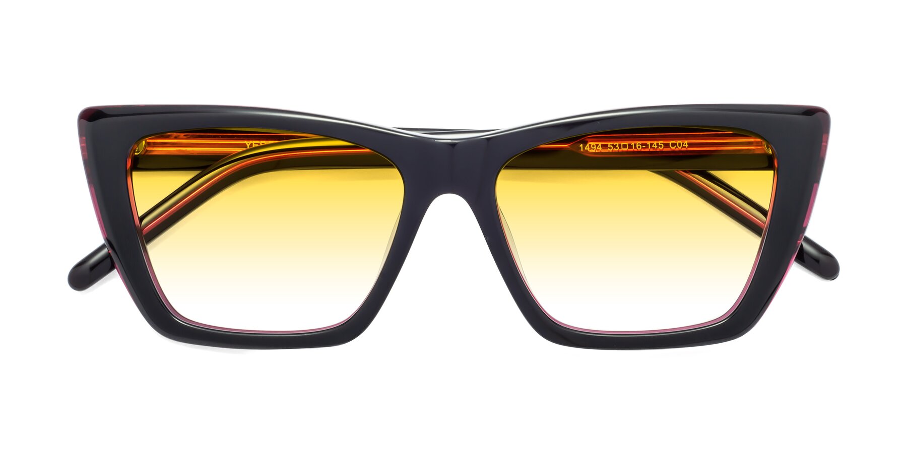 Folded Front of 1494 in Black-Wine with Yellow Gradient Lenses