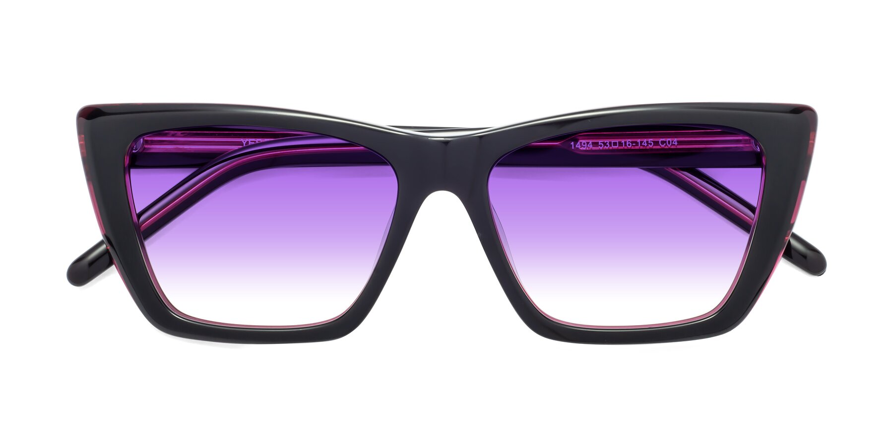 Folded Front of 1494 in Black-Wine with Purple Gradient Lenses
