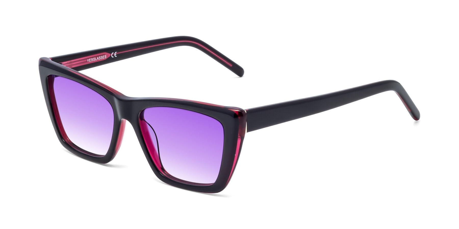 Angle of 1494 in Black-Wine with Purple Gradient Lenses