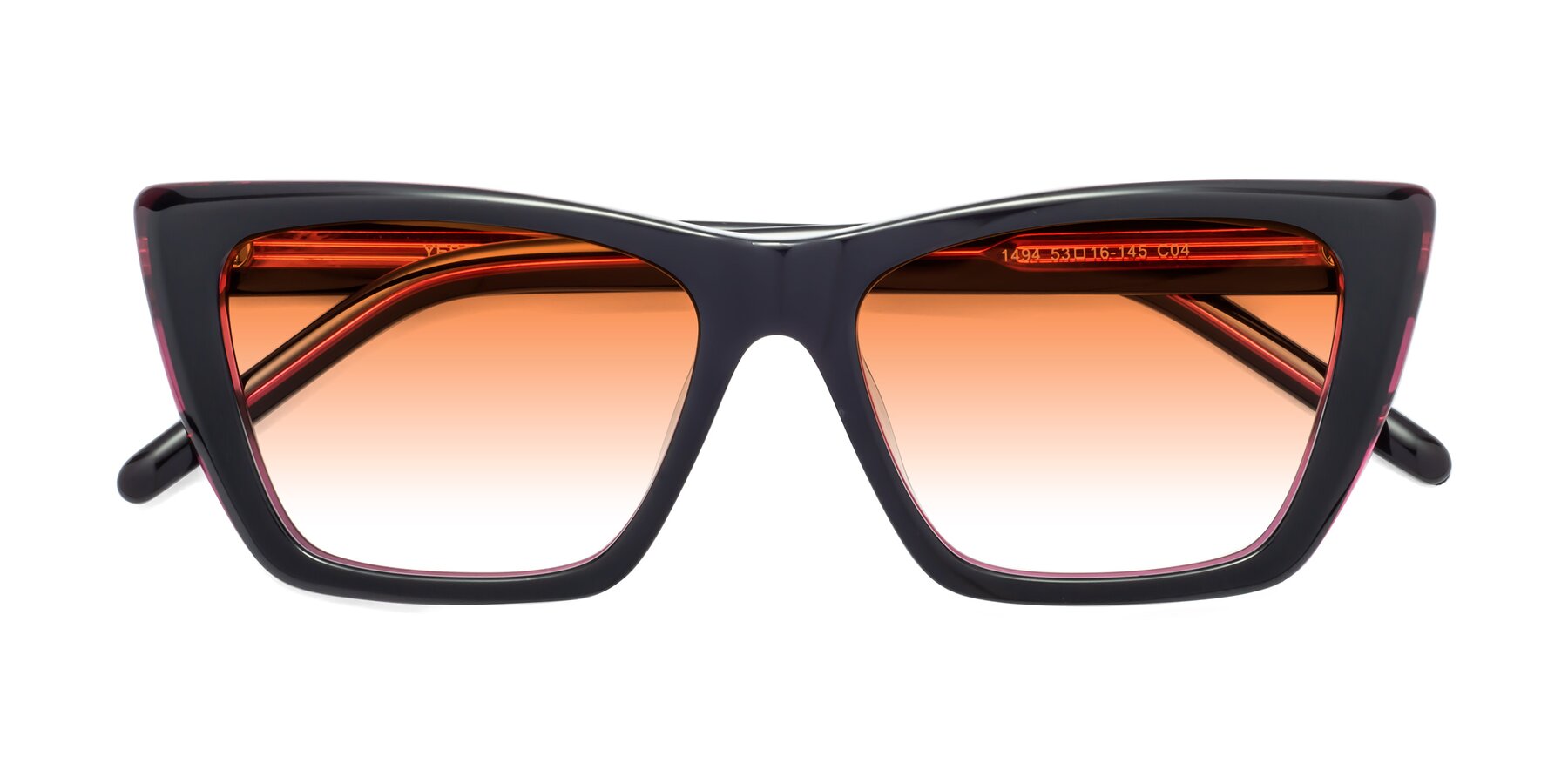Folded Front of 1494 in Black-Wine with Orange Gradient Lenses