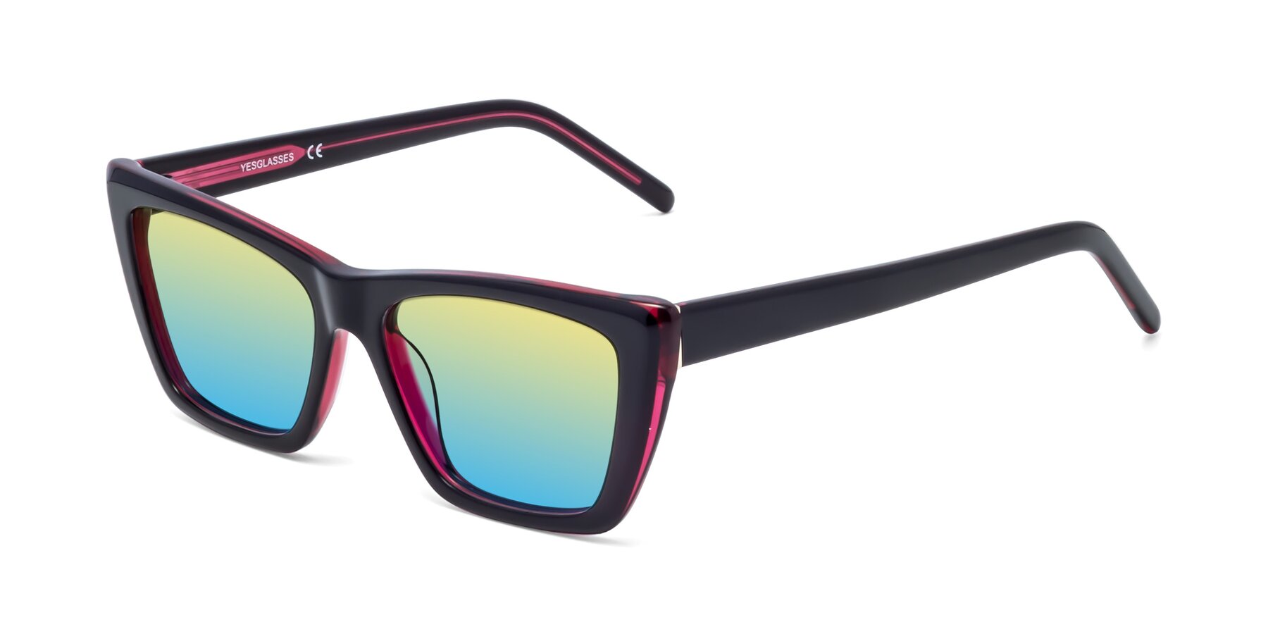 Angle of 1494 in Black-Wine with Yellow / Blue Gradient Lenses