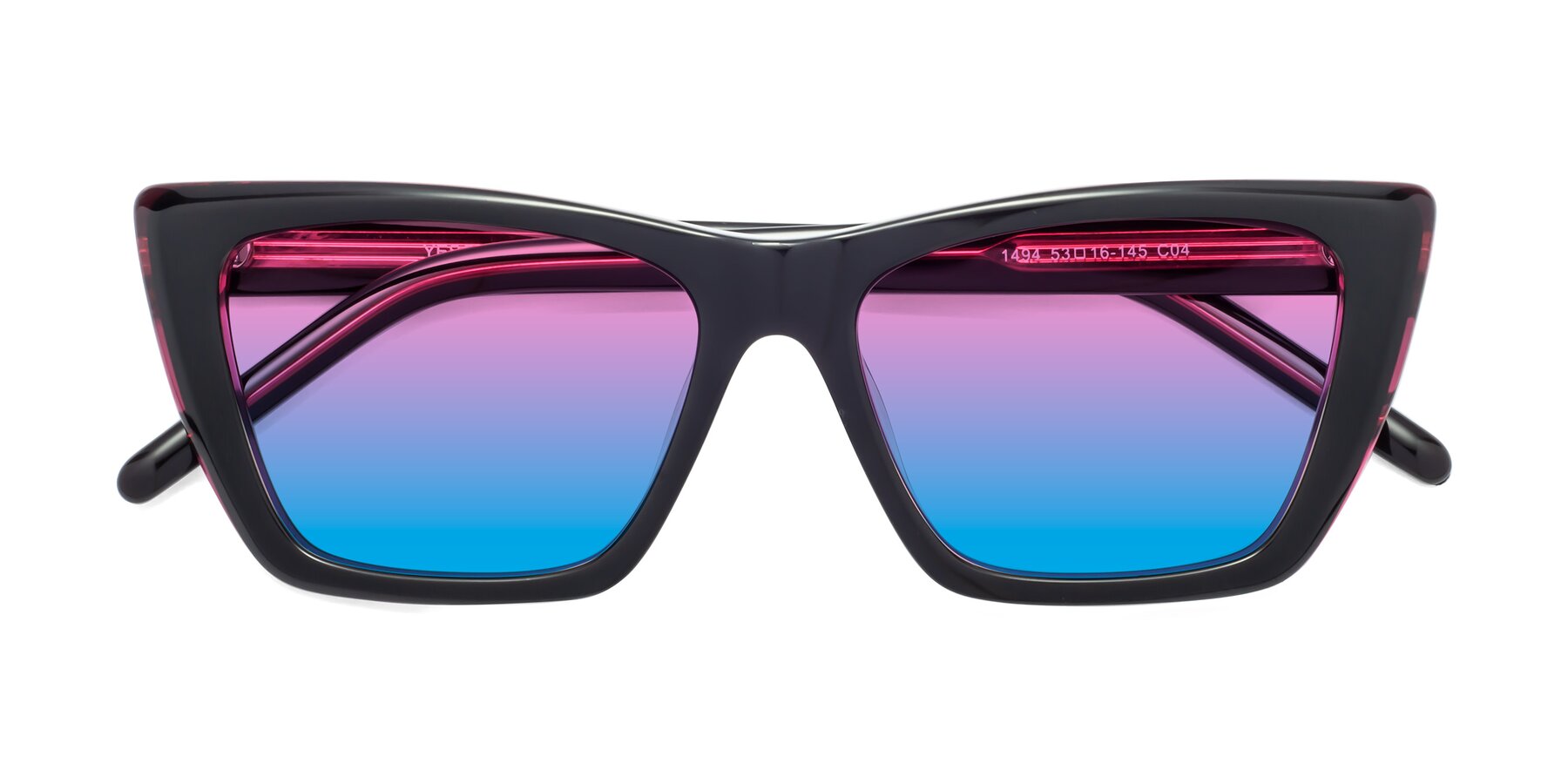 Folded Front of 1494 in Black-Wine with Pink / Blue Gradient Lenses