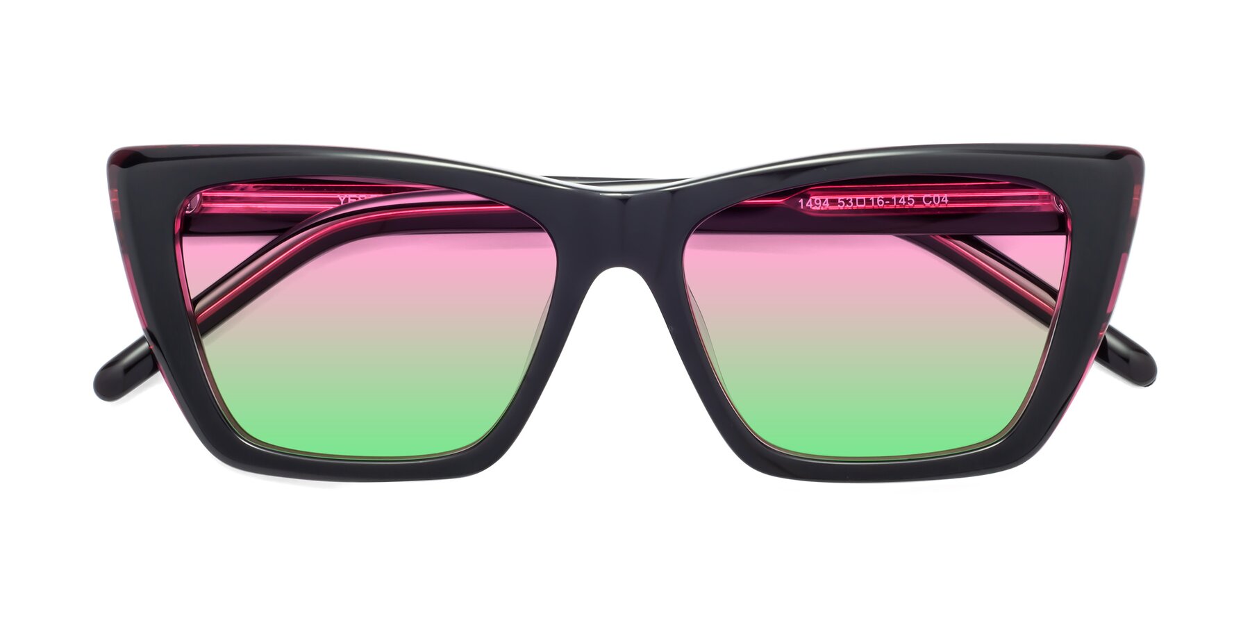 Folded Front of 1494 in Black-Wine with Pink / Green Gradient Lenses