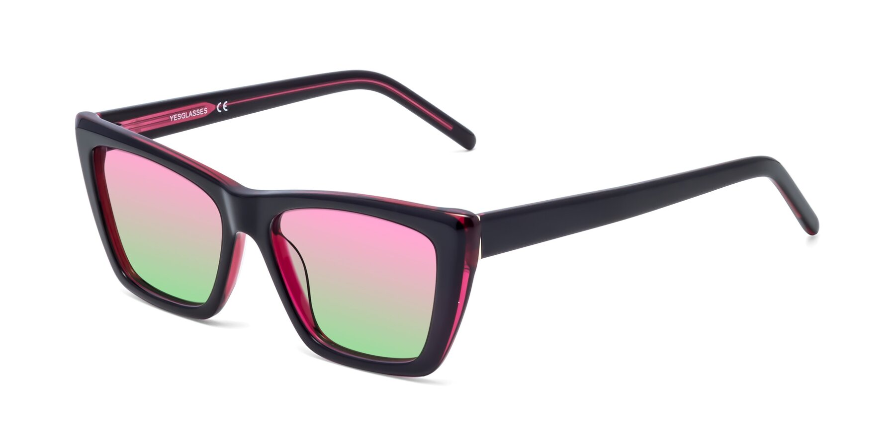 Angle of 1494 in Black-Wine with Pink / Green Gradient Lenses