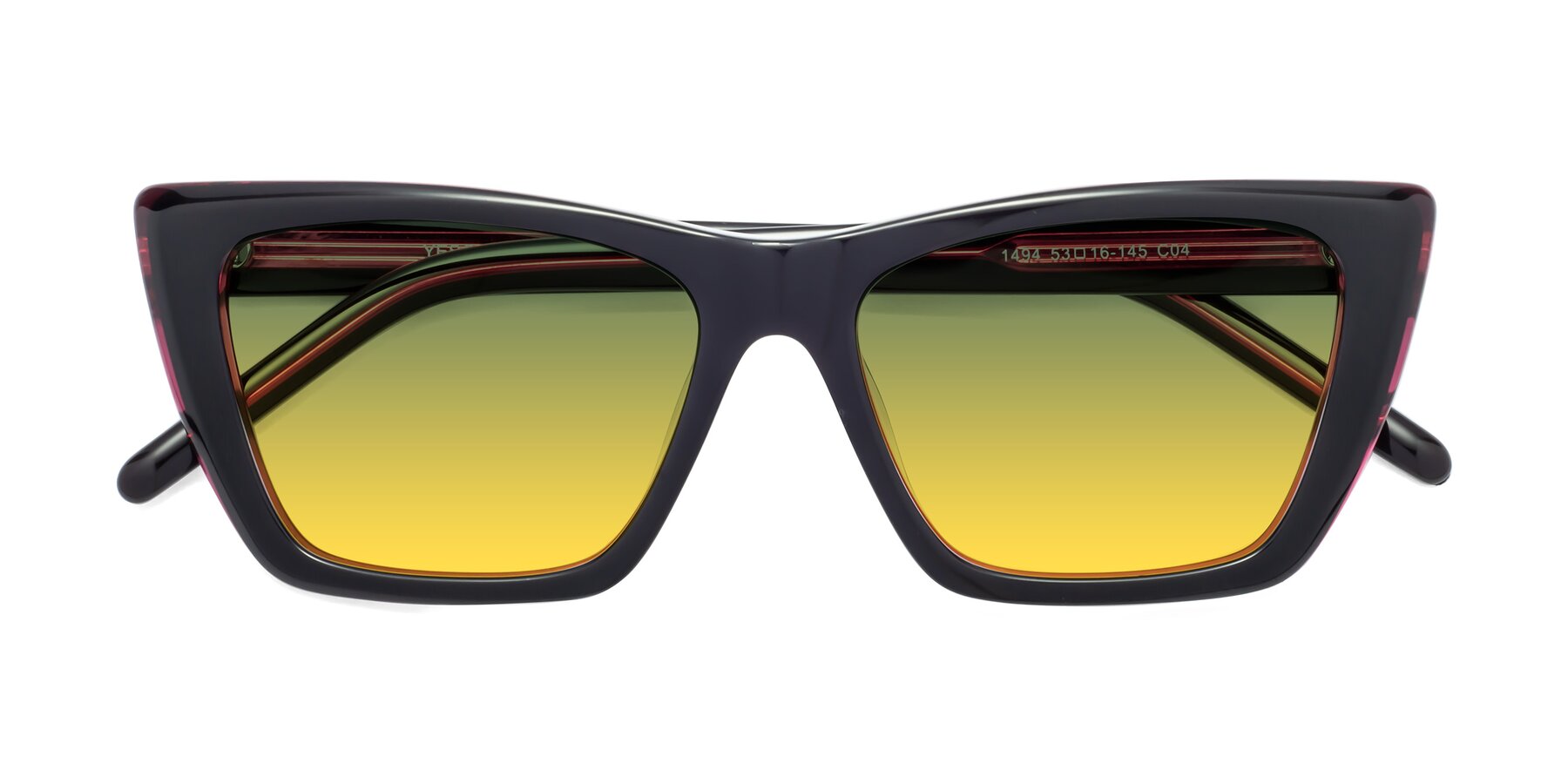 Folded Front of 1494 in Black-Wine with Green / Yellow Gradient Lenses