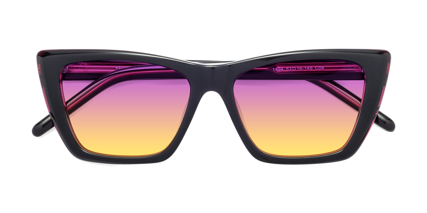 Folded Front of 1494 in Black-Wine with Purple / Yellow Gradient Lenses