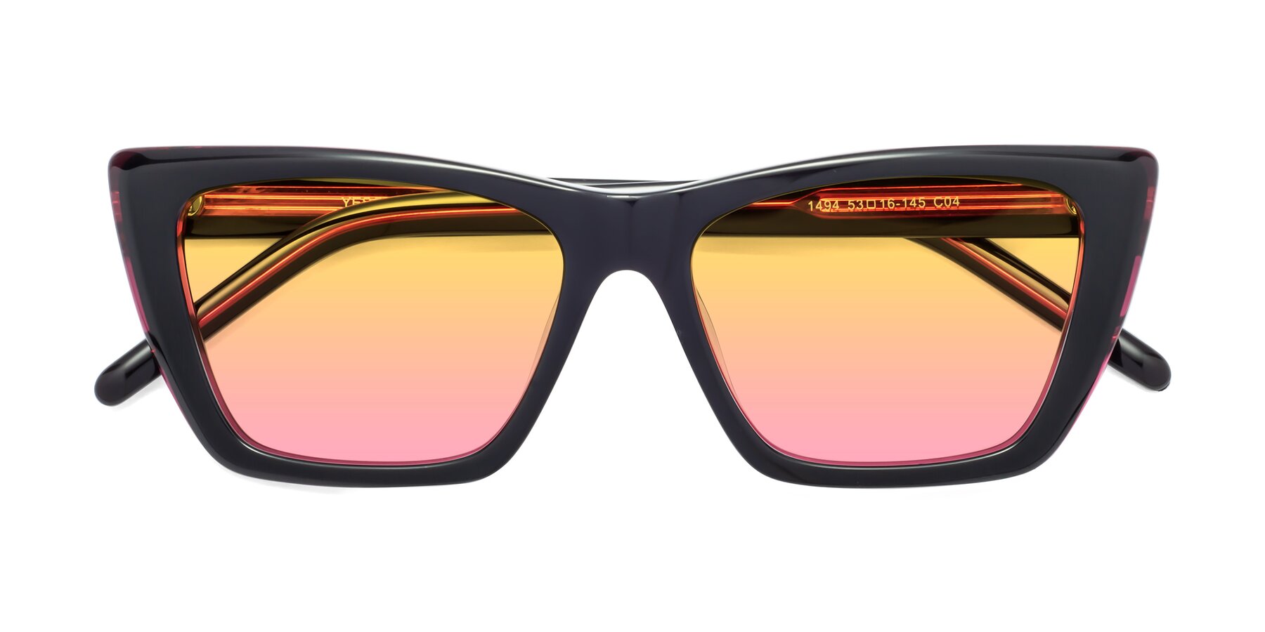 Folded Front of 1494 in Black-Wine with Yellow / Pink Gradient Lenses