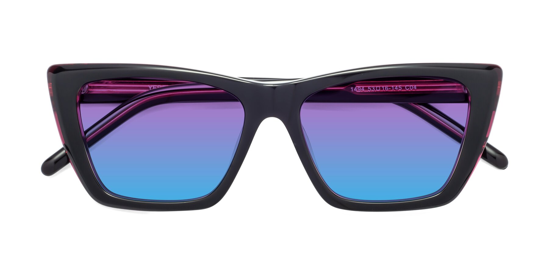 Folded Front of 1494 in Black-Wine with Purple / Blue Gradient Lenses