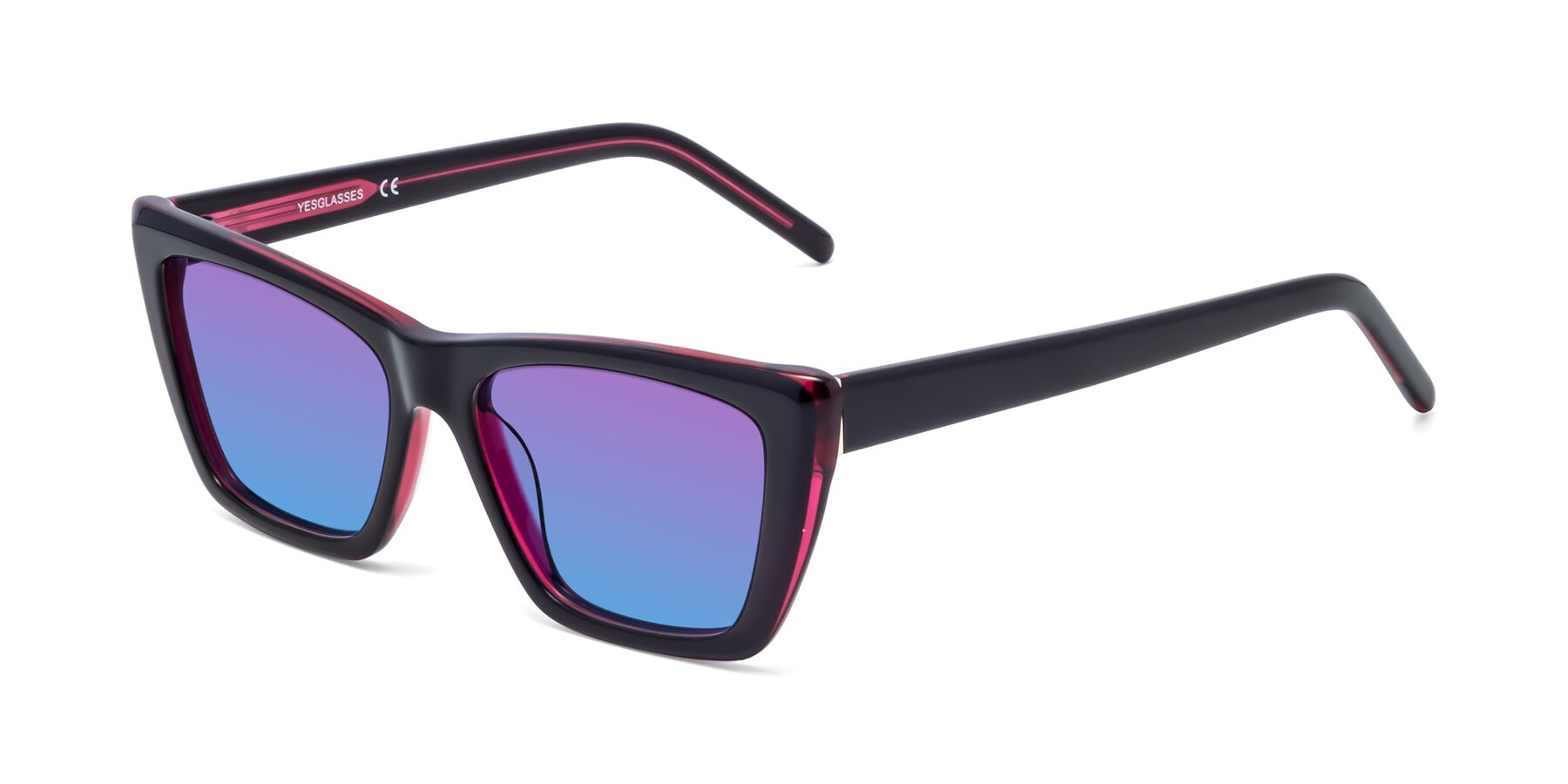 Angle of 1494 in Black-Wine with Purple / Blue Gradient Lenses