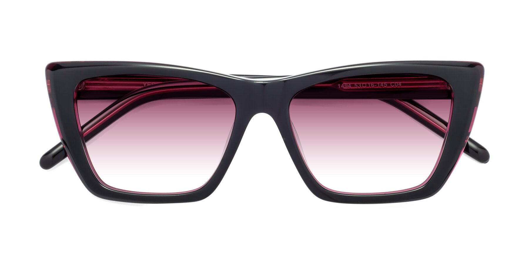 Folded Front of 1494 in Black-Wine with Wine Gradient Lenses