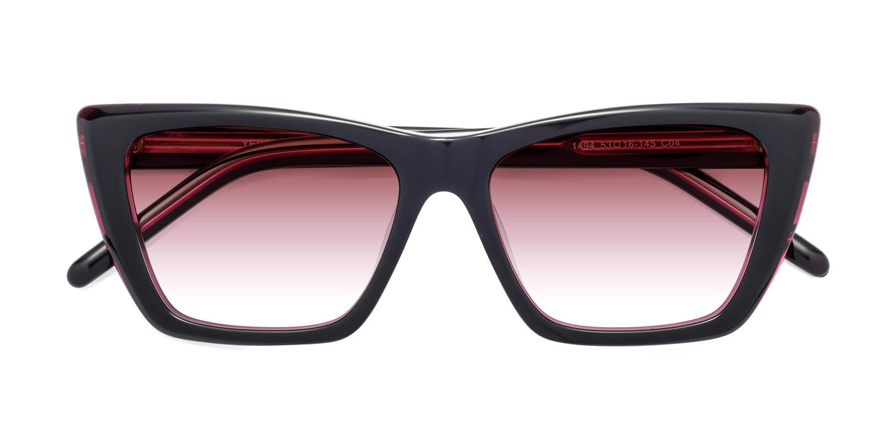 Folded Front of 1494 in Black-Wine with Garnet Gradient Lenses