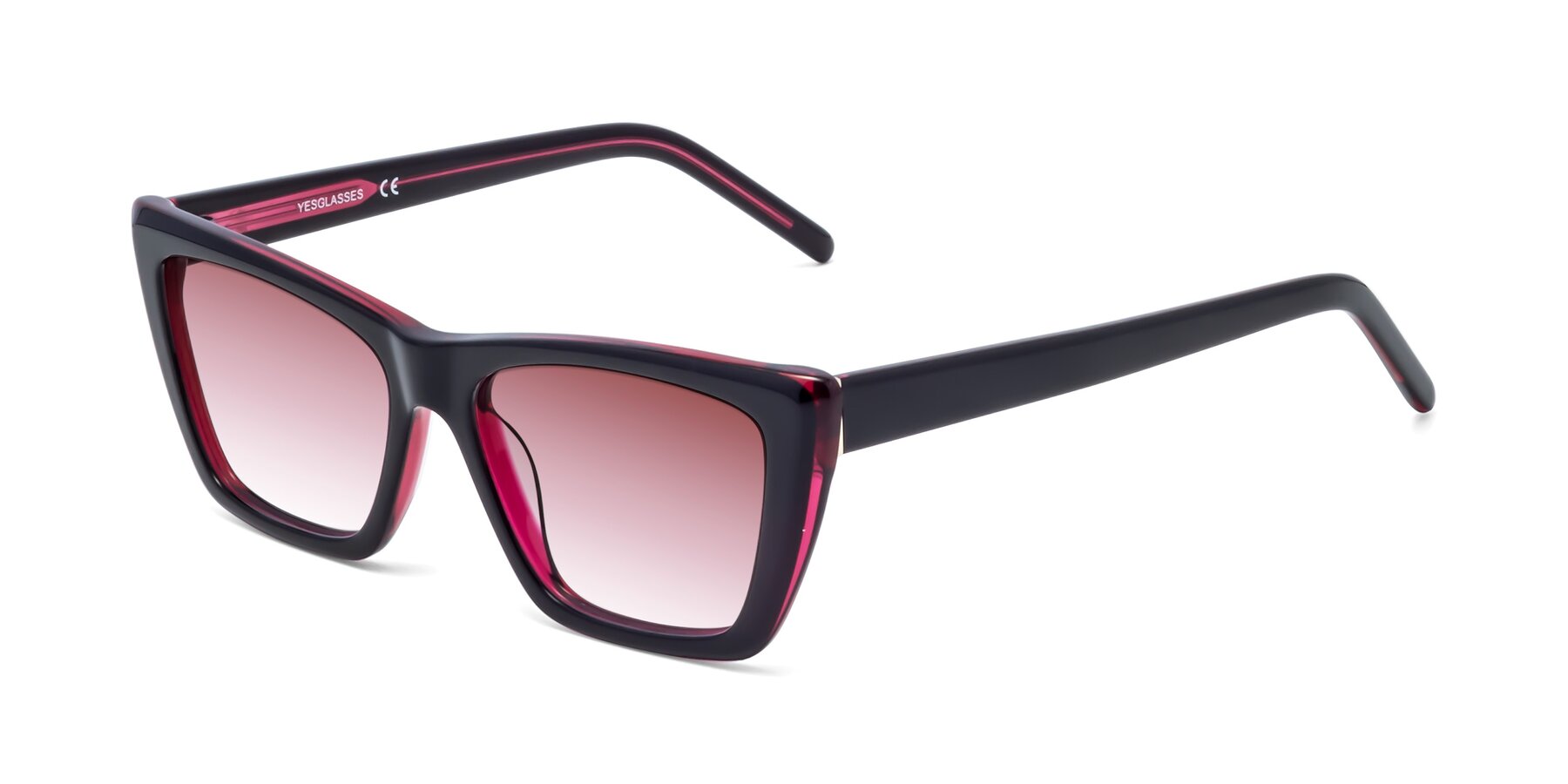 Angle of 1494 in Black-Wine with Garnet Gradient Lenses