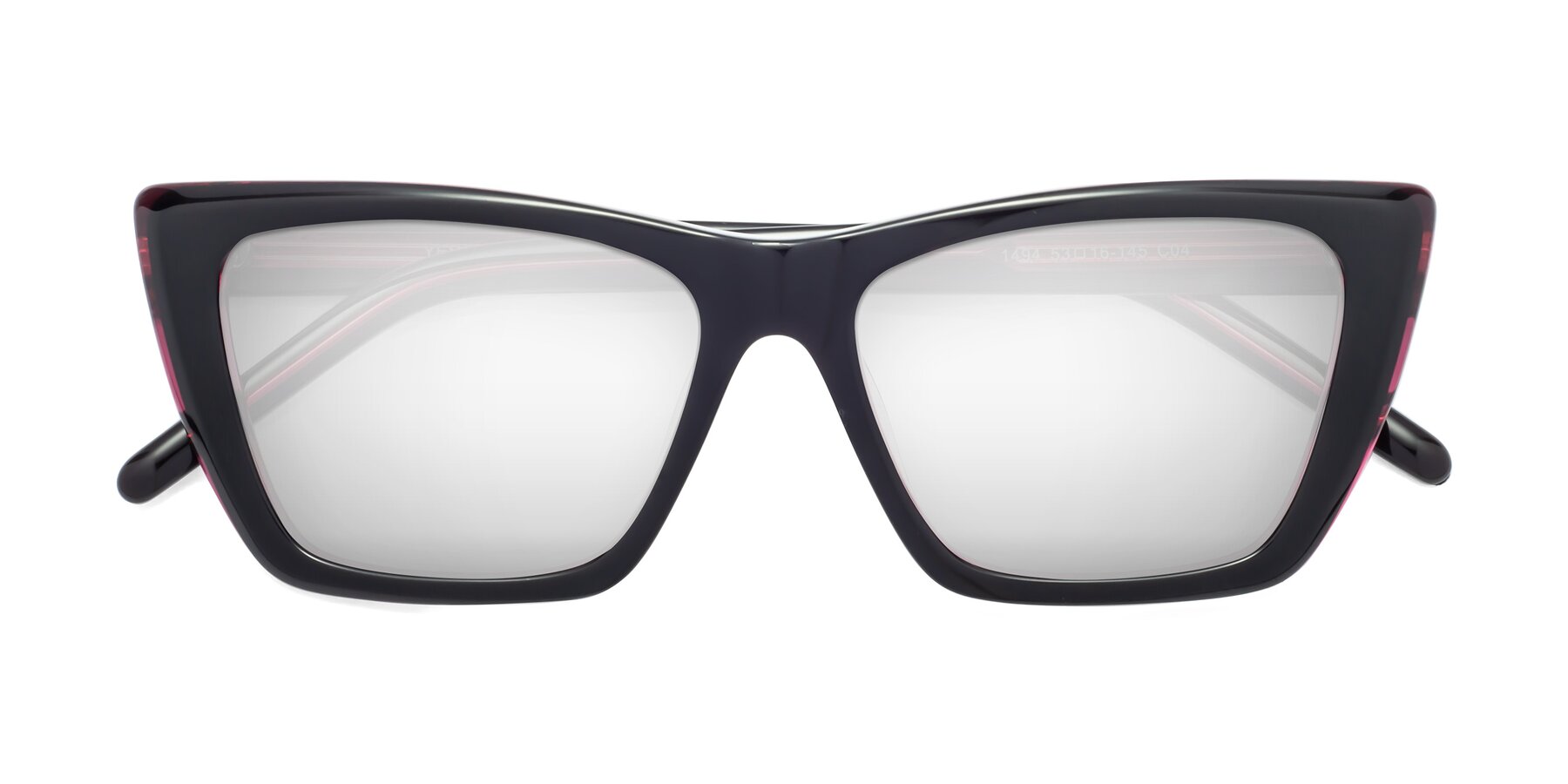 Folded Front of 1494 in Black-Wine with Silver Mirrored Lenses