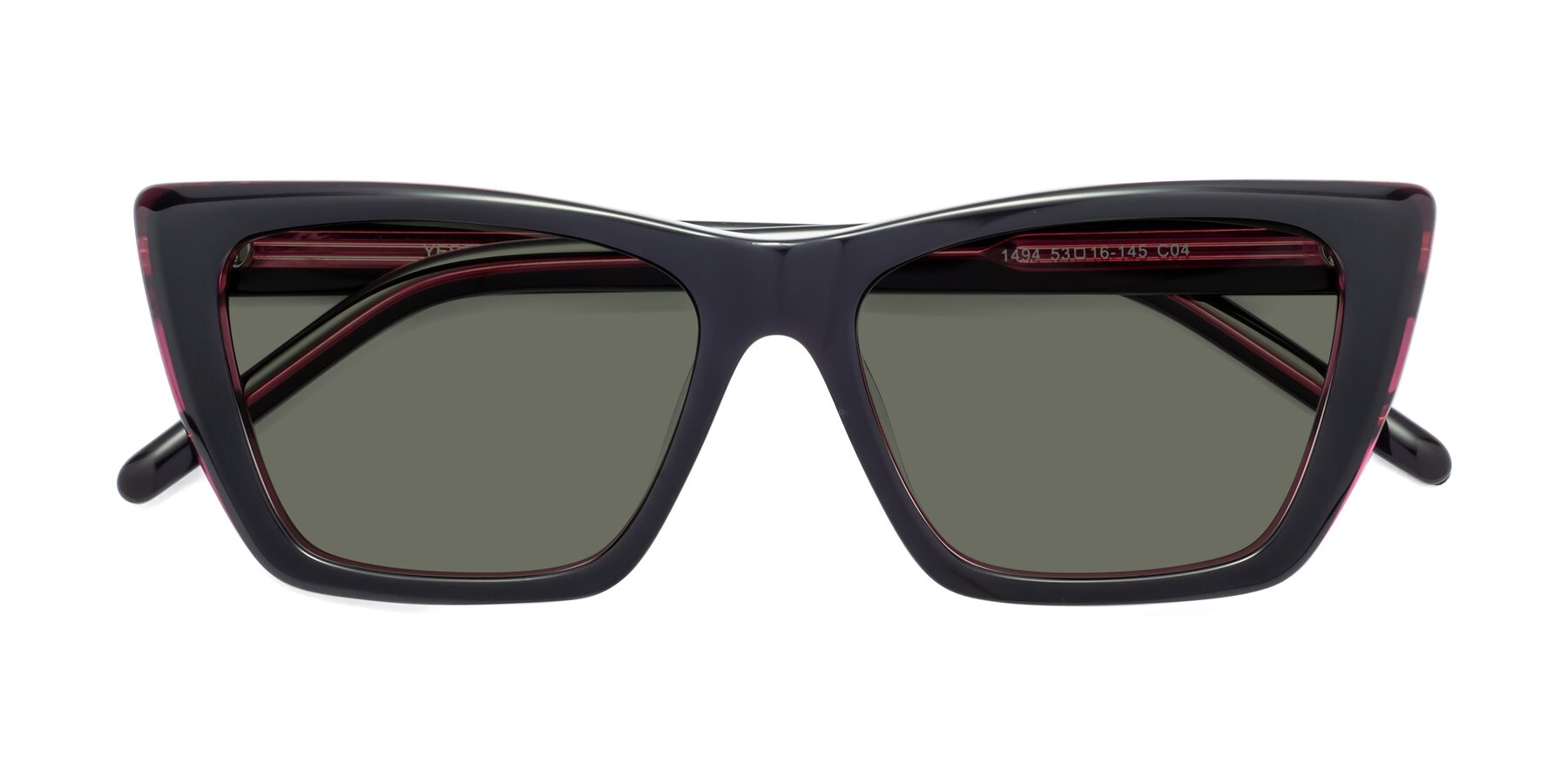 Folded Front of 1494 in Black-Wine with Gray Polarized Lenses