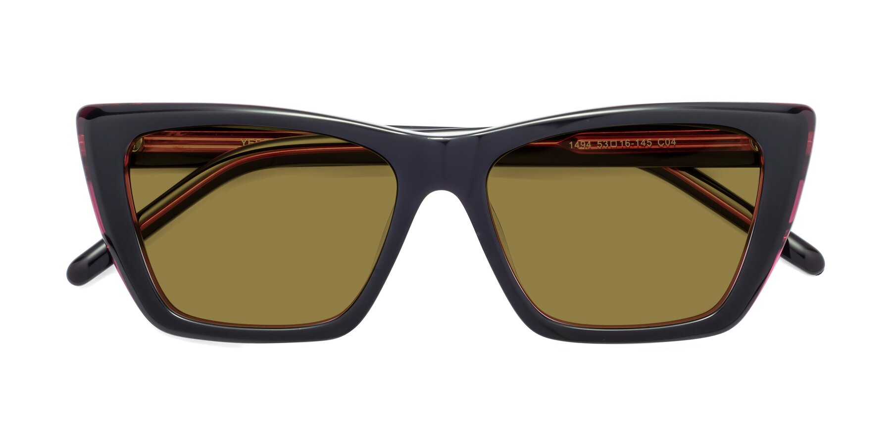 Folded Front of 1494 in Black-Wine with Brown Polarized Lenses
