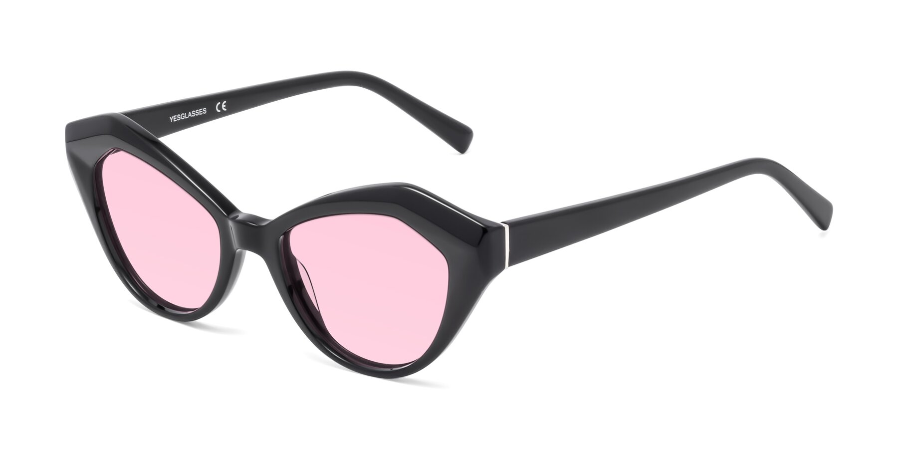 Angle of 1495 in Black with Light Pink Tinted Lenses