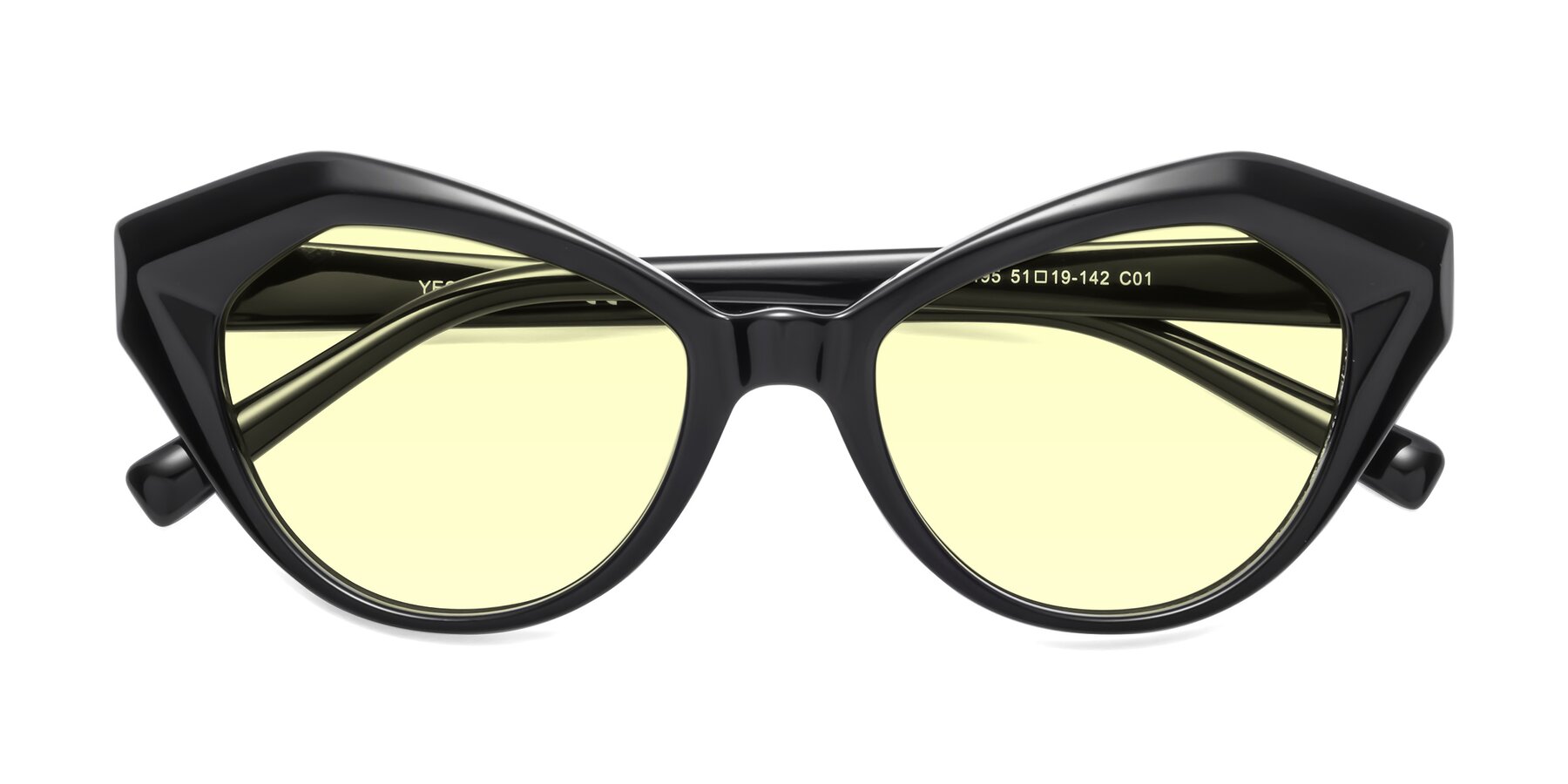 Folded Front of 1495 in Black with Light Yellow Tinted Lenses