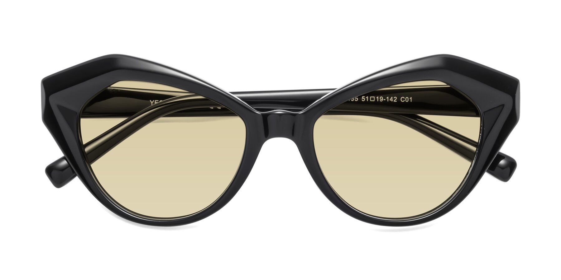 Folded Front of 1495 in Black with Light Champagne Tinted Lenses