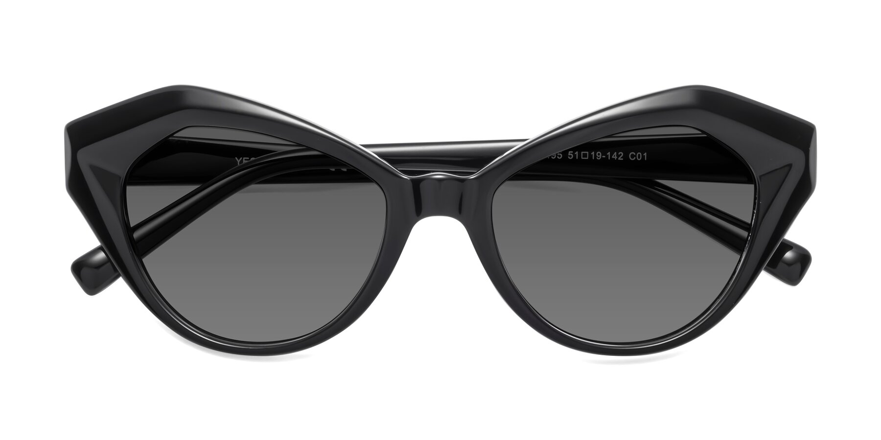 Folded Front of 1495 in Black with Medium Gray Tinted Lenses