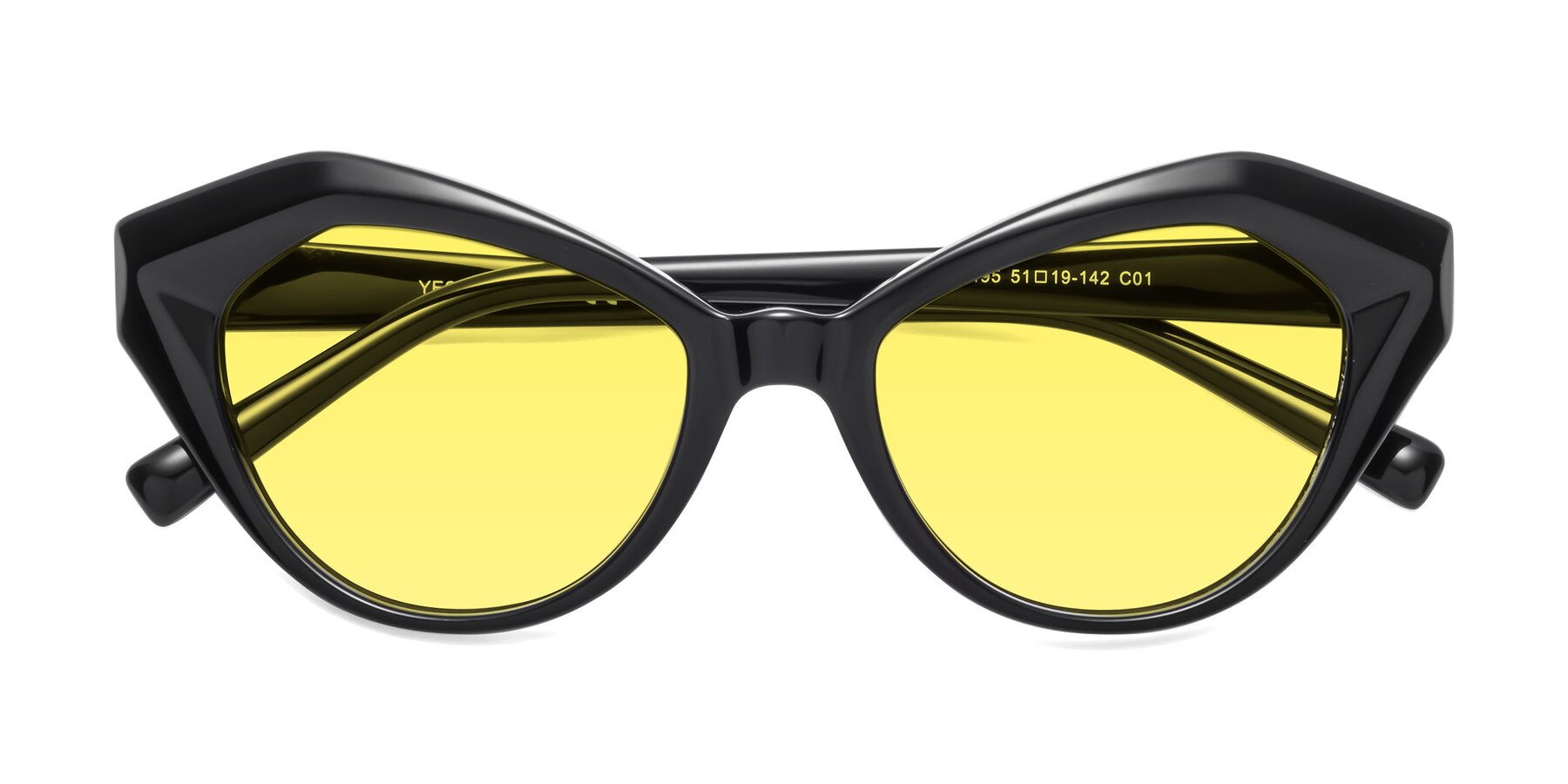Folded Front of 1495 in Black with Medium Yellow Tinted Lenses