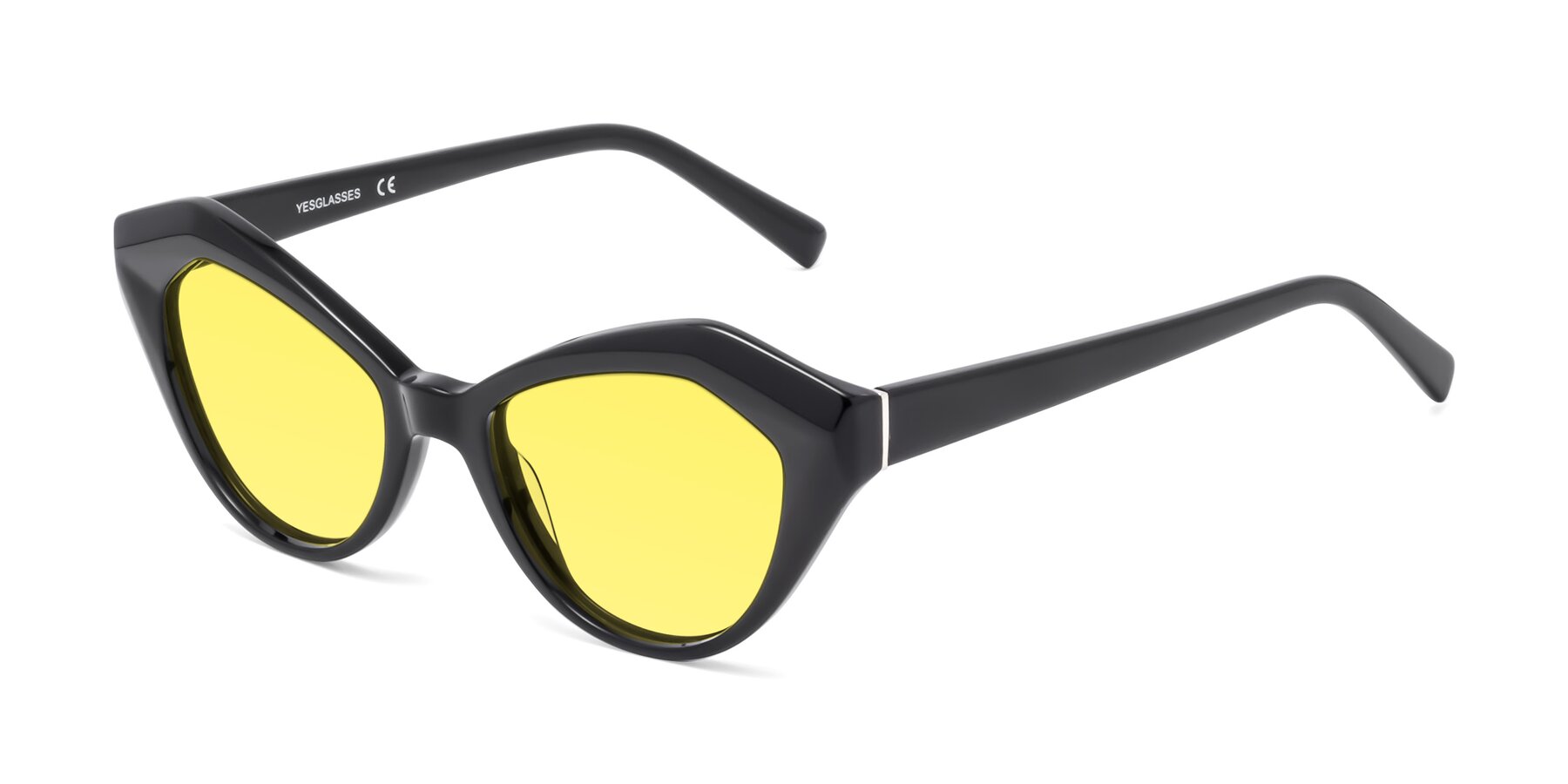 Angle of 1495 in Black with Medium Yellow Tinted Lenses