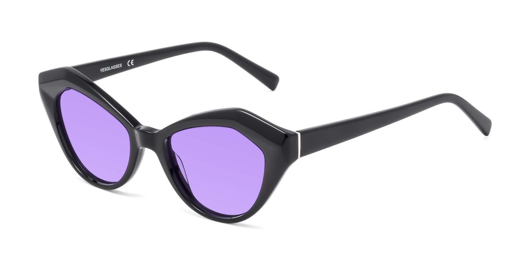 Angle of 1495 in Black with Medium Purple Tinted Lenses