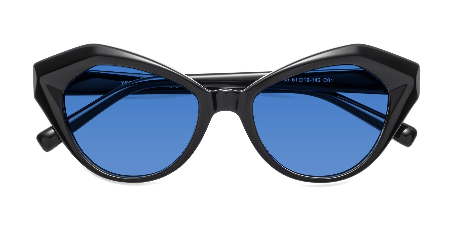 Folded Front of 1495 in Black with Blue Tinted Lenses