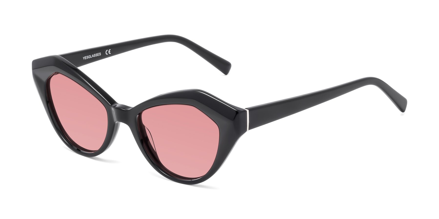 Angle of 1495 in Black with Medium Garnet Tinted Lenses