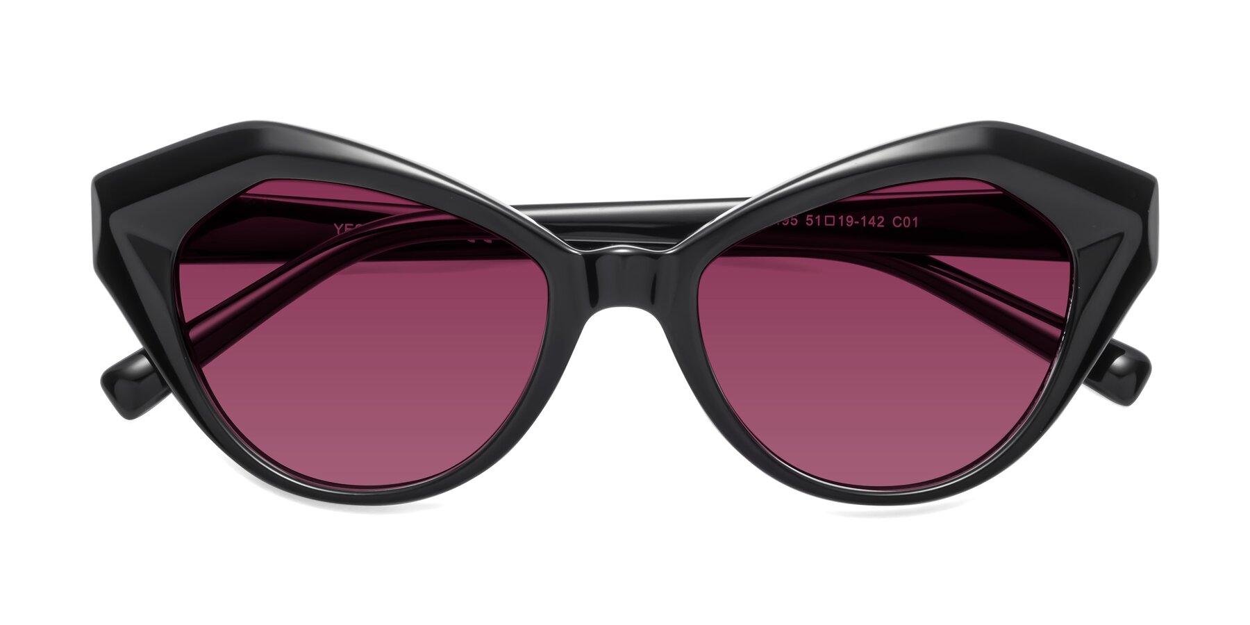 Folded Front of 1495 in Black with Wine Tinted Lenses