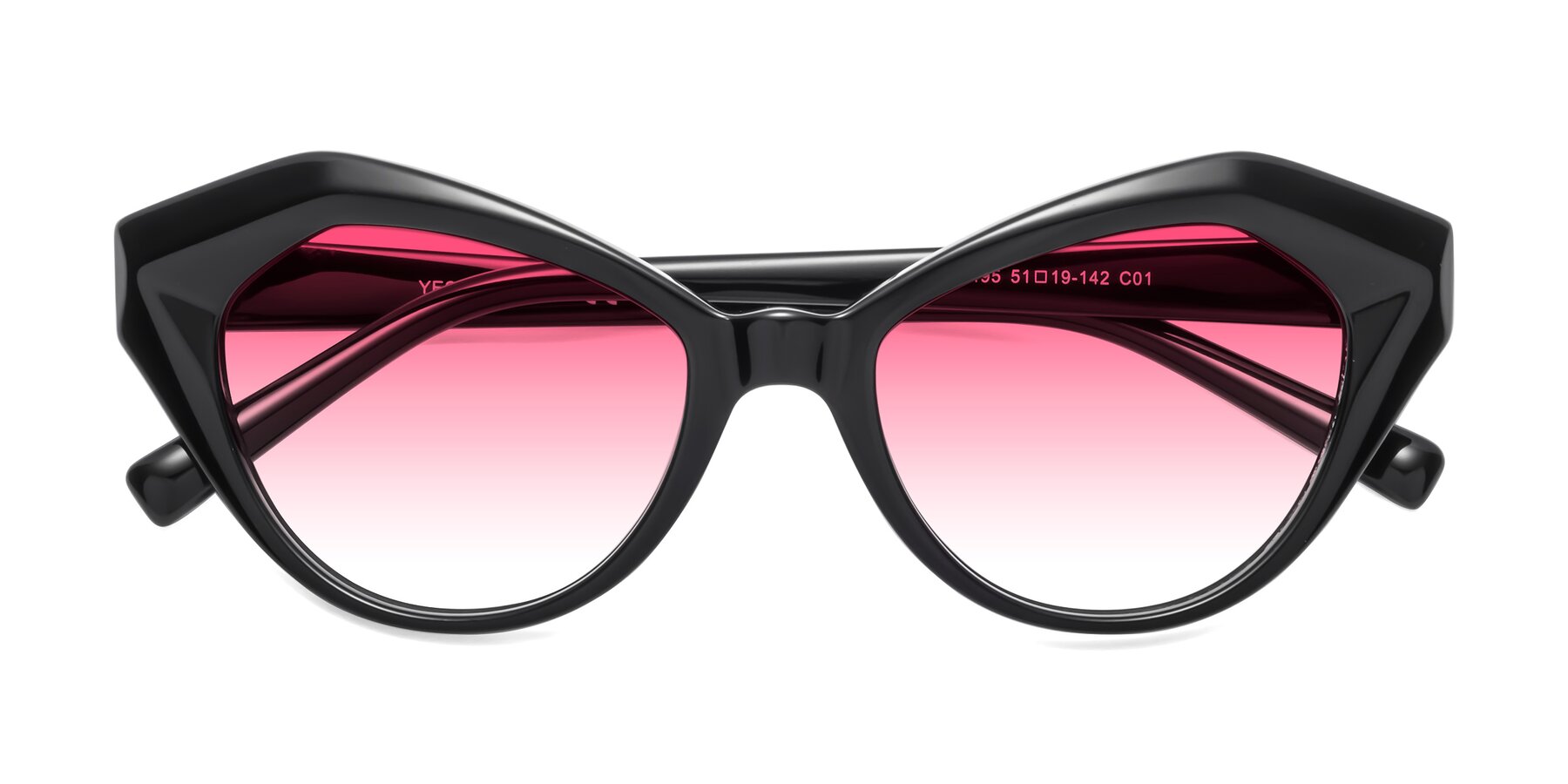 Folded Front of 1495 in Black with Pink Gradient Lenses