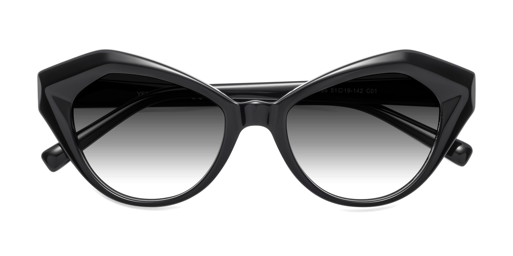 Folded Front of 1495 in Black with Gray Gradient Lenses